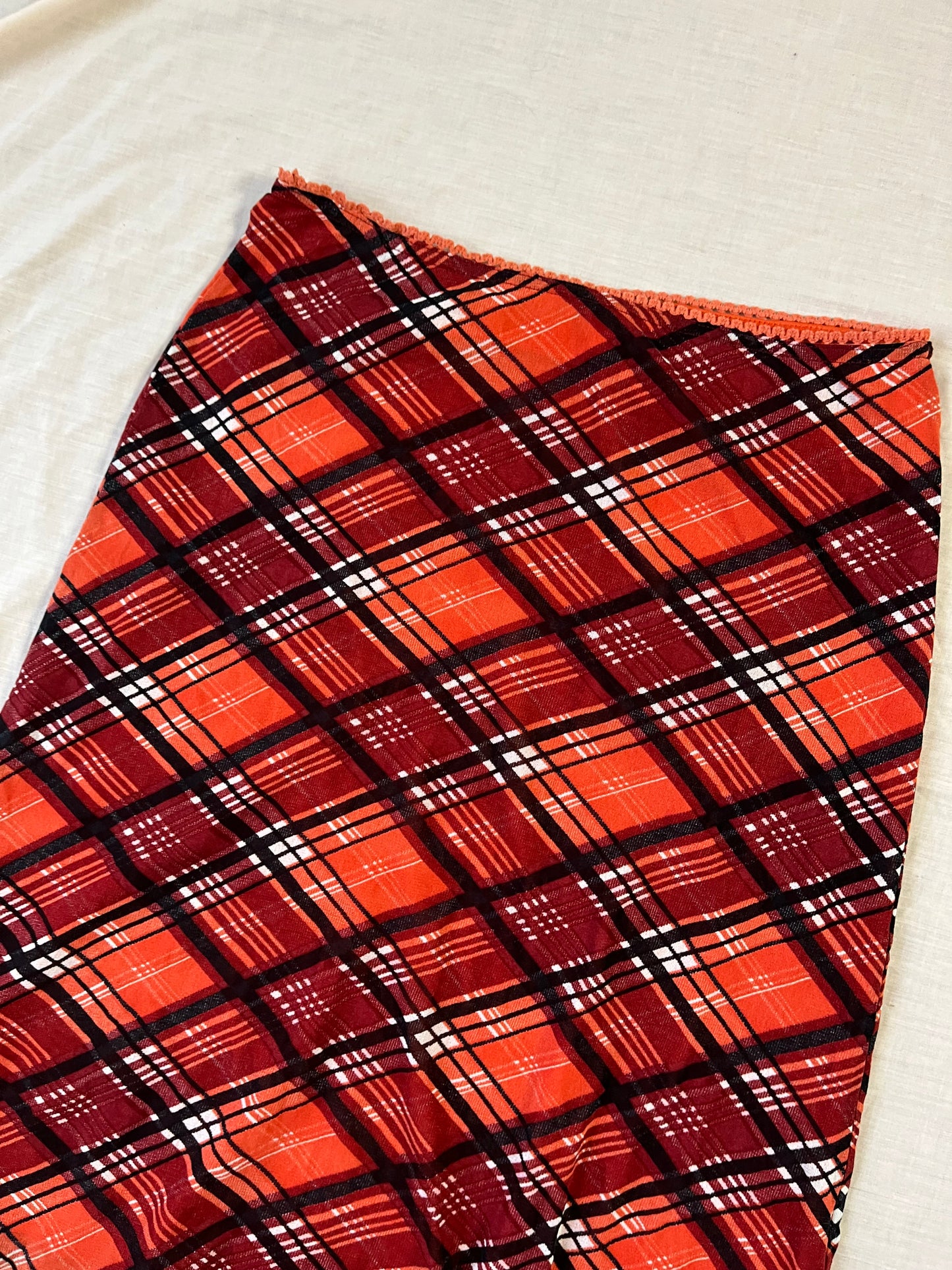 Orange Plaid Midi Skirt UK 10-12