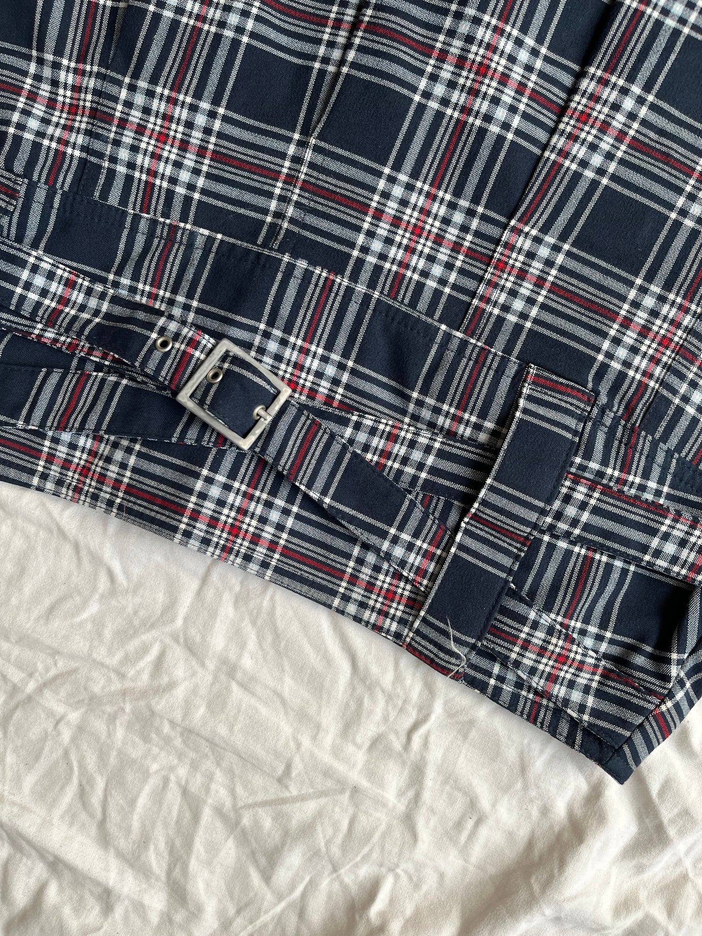 Blue Tartan Mini Skirt UK 12