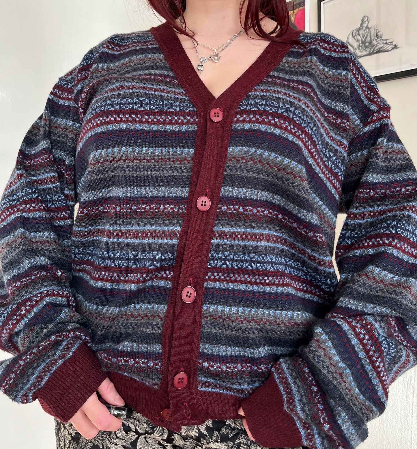 Red and Blue Cardigan XL