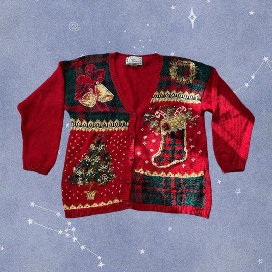 Candy Cane 1990s Cardigan UK 4-18/L