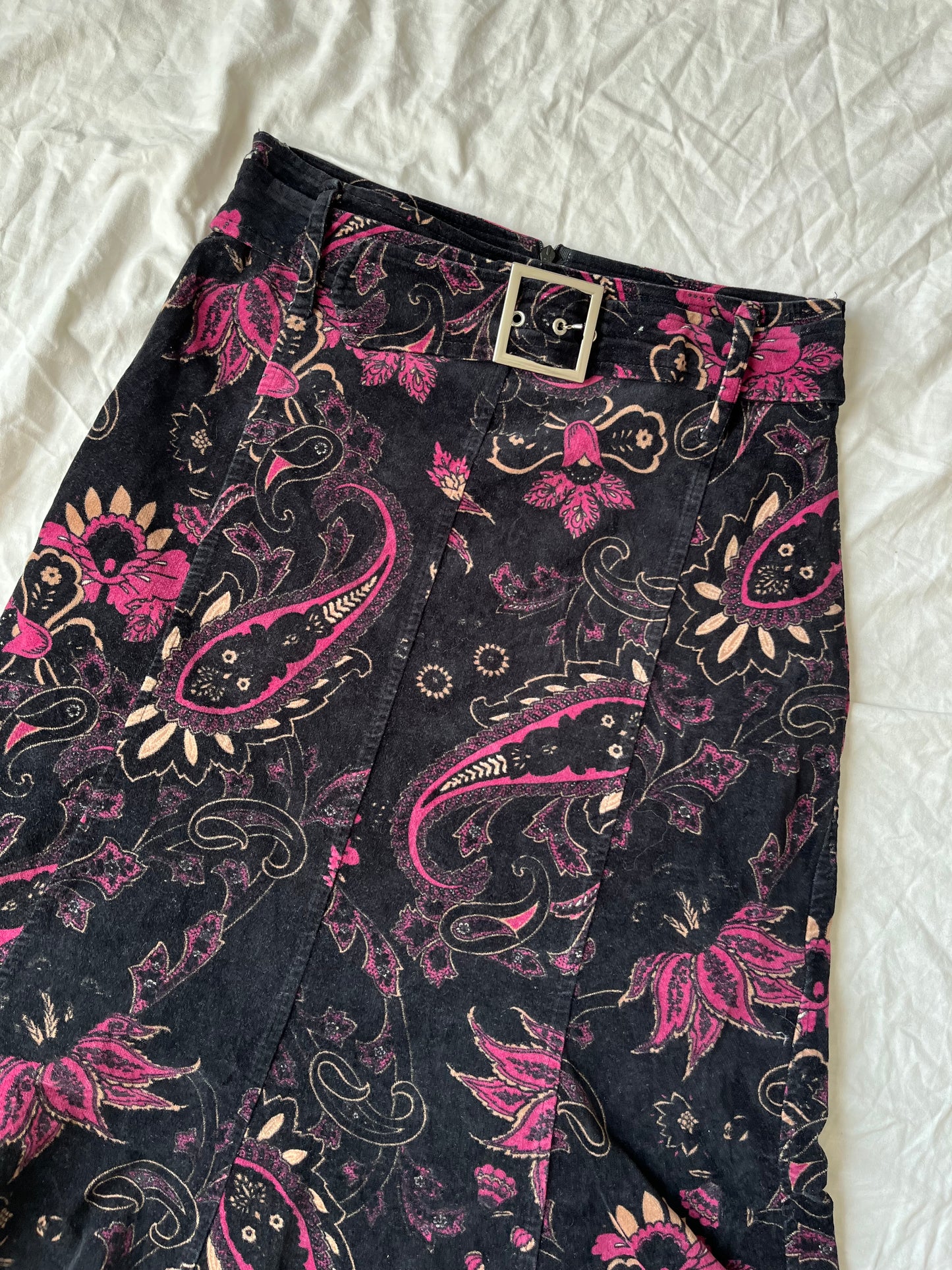 Floral Corduroy Skirt UK 10