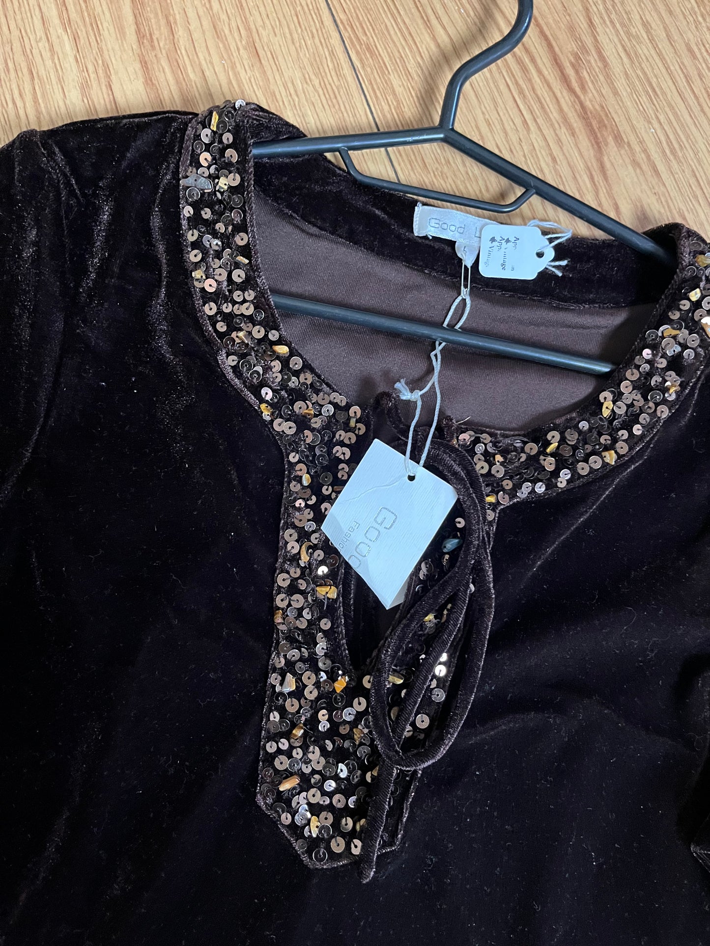 Brown Velvet Top UK 10-12