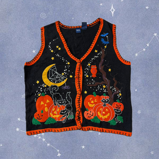 Pumpkin Patch 1990s Halloween Sweater Vest XL/XXL