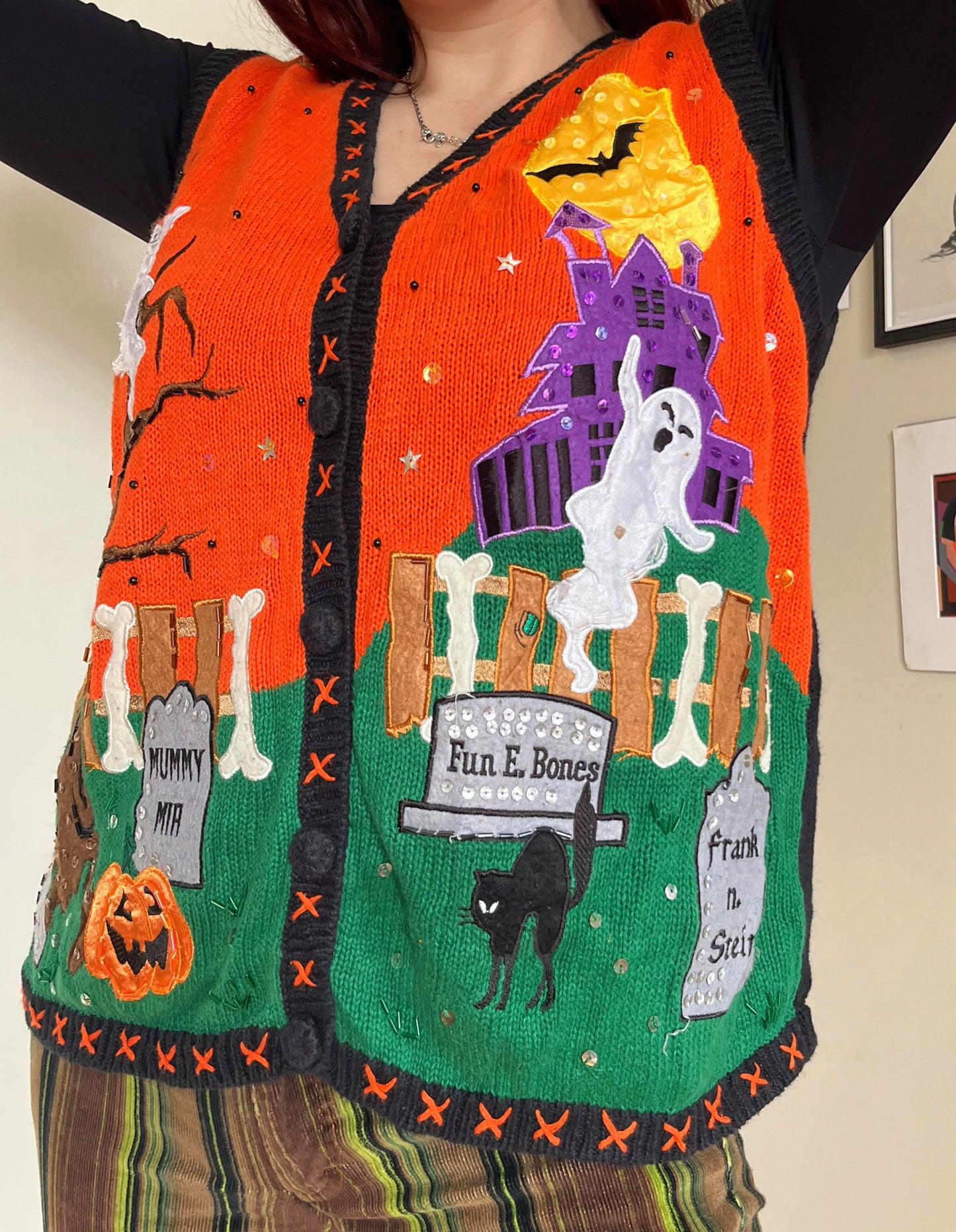 Boneyard 2000s Halloween Sweater Vest M-L