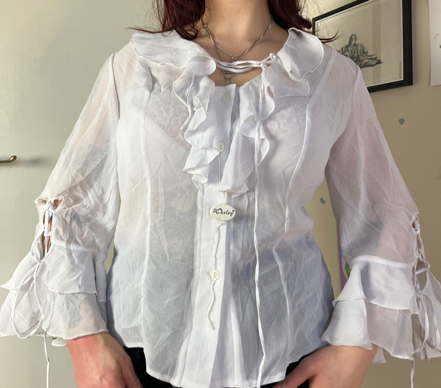White Mesh Top UK 14