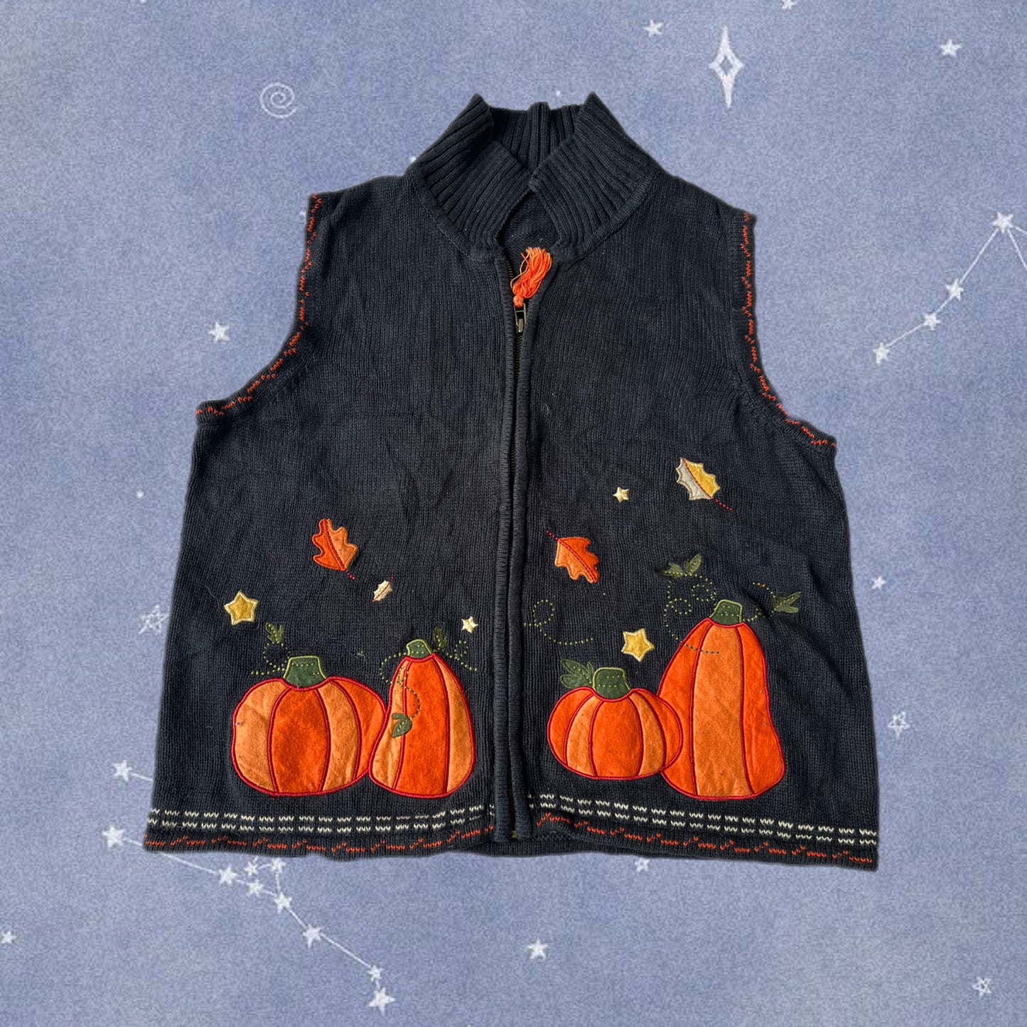 Autumn Breeze 1990s Halloween Sweater Vest L