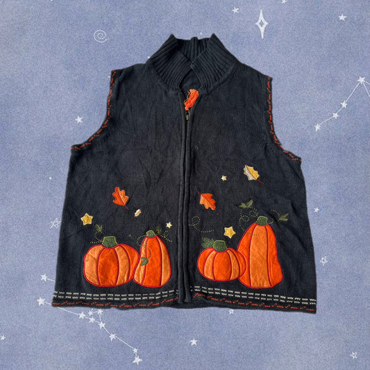 Autumn Breeze 1990s Halloween Sweater Vest L