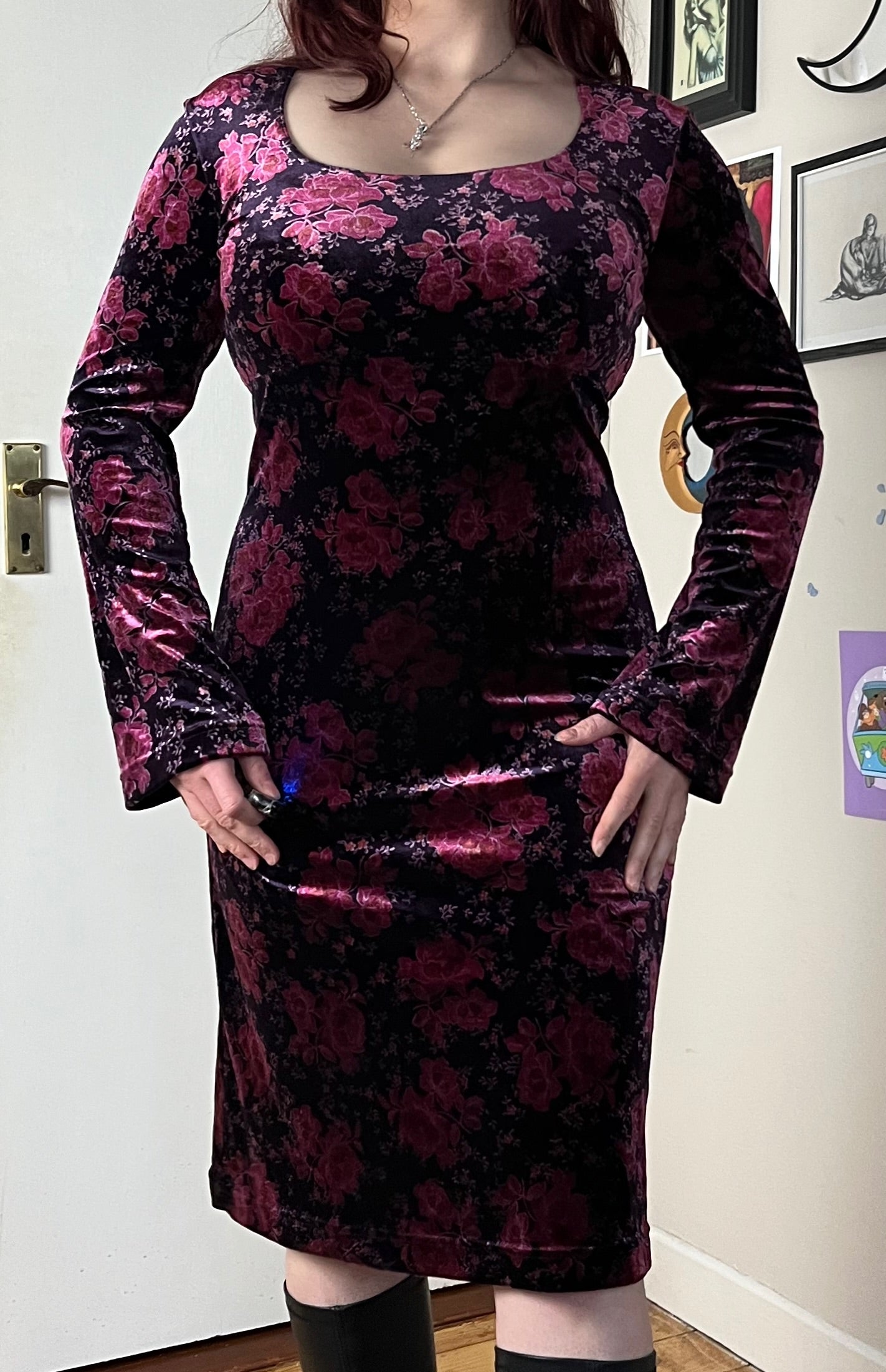 Floral Velvet Dress UK 12