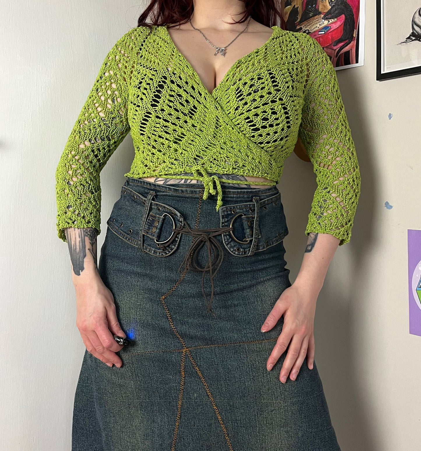 Moss Green Tie Front Cardigan M