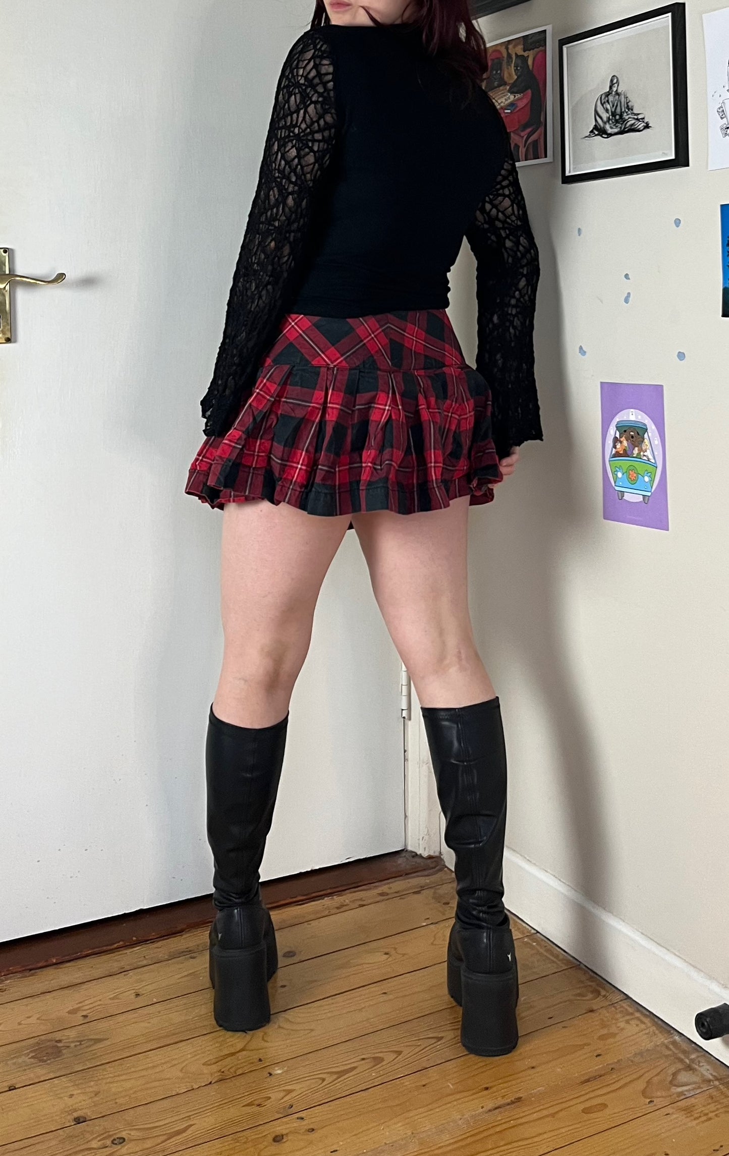 Red Plaid Mini Skirt UK 10-12