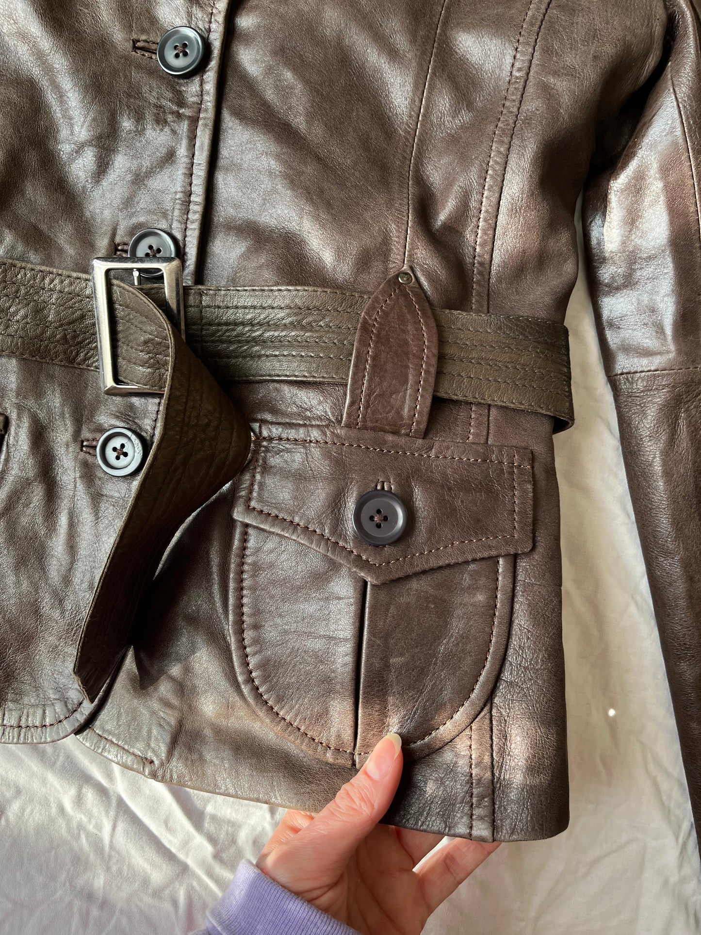 Brown Leather Jacket UK 10