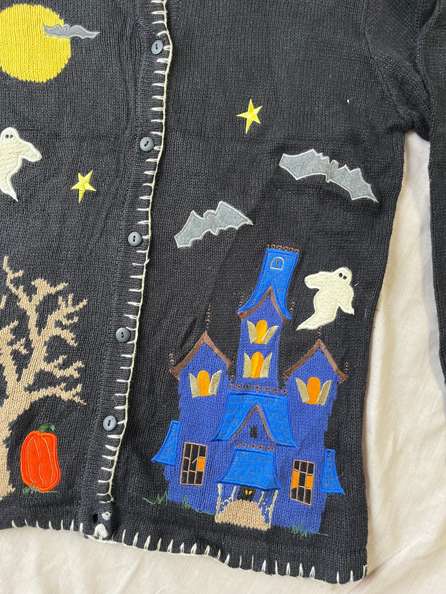 Haunted House 1990s Halloween Cardigan S/M