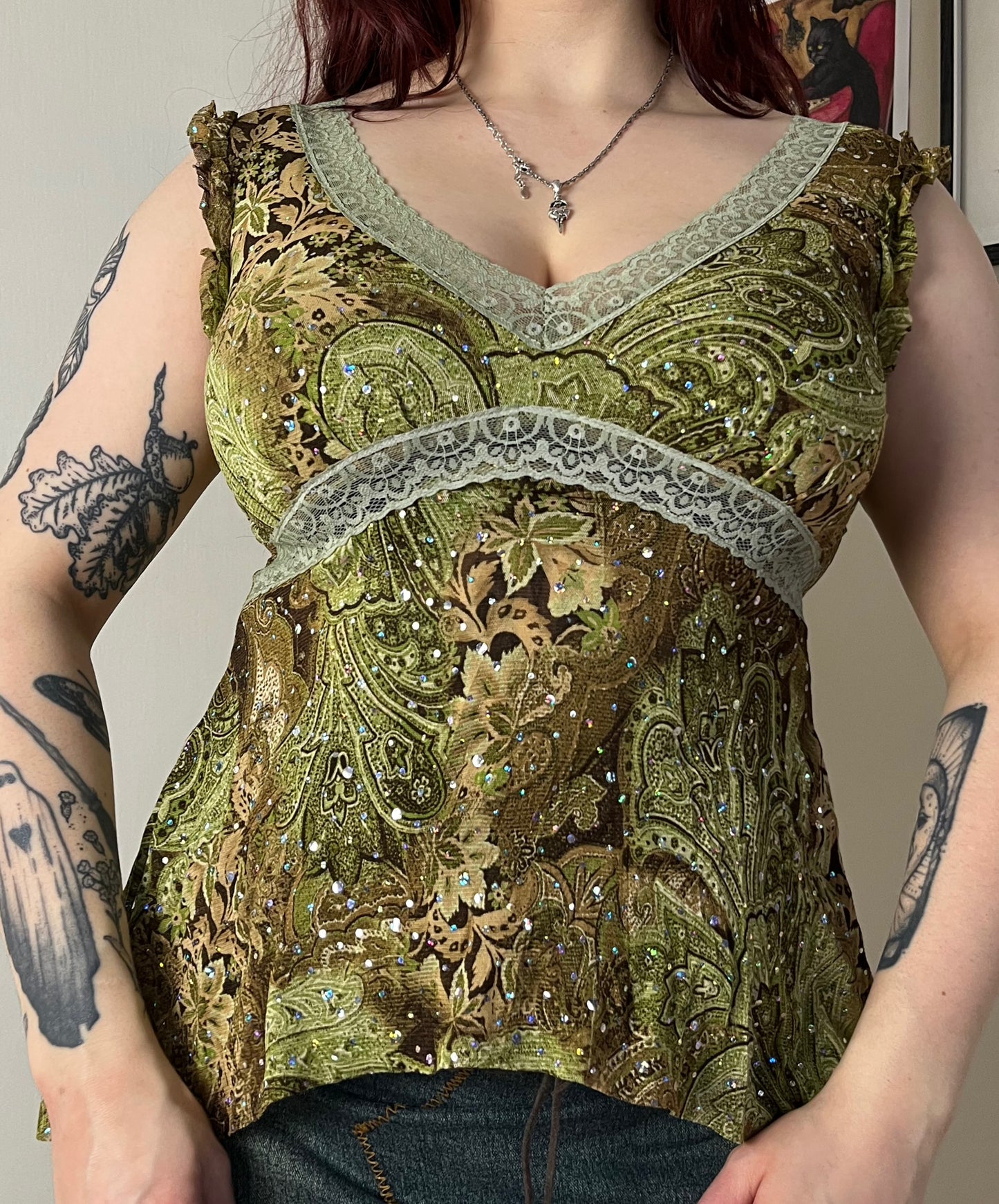 Green Sequined Top UK 8-10