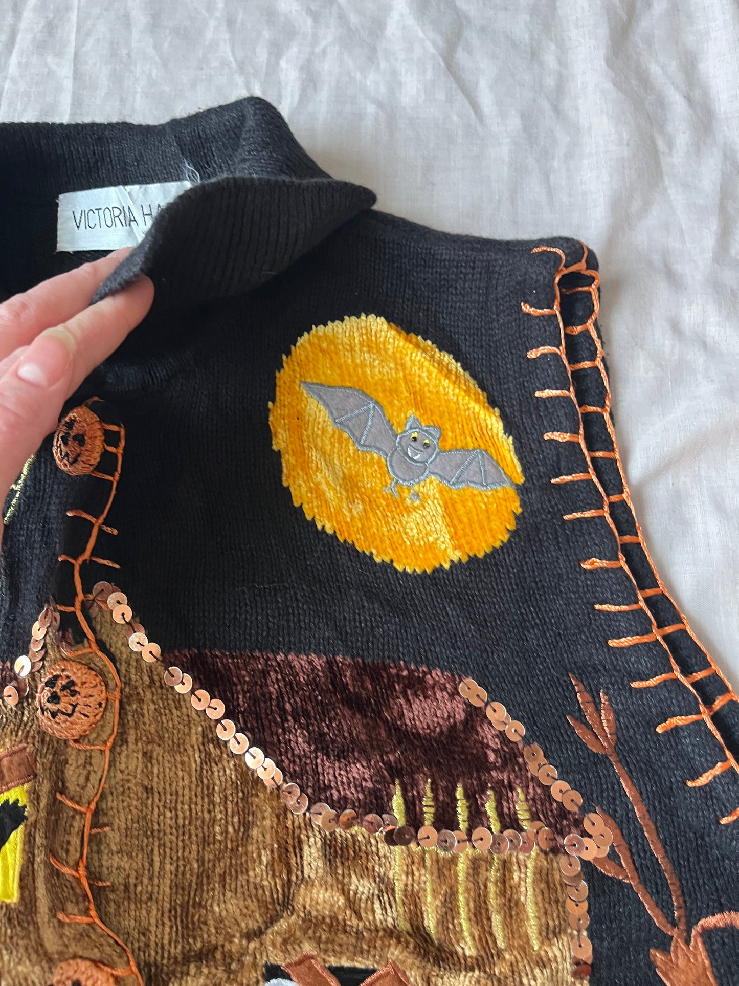 Haunted House 1990s Halloween Sweater Vest S-M