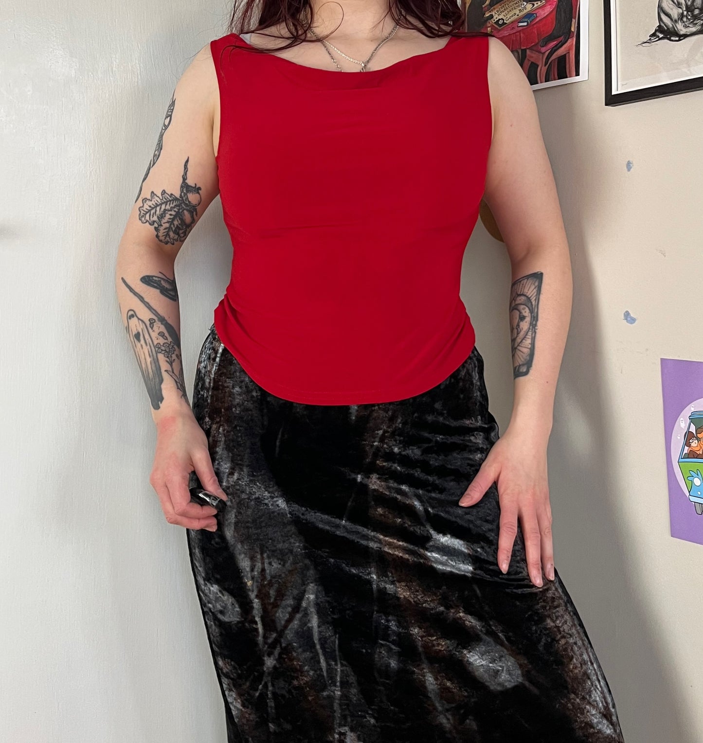 Red Cowl Neck Top UK 8-10