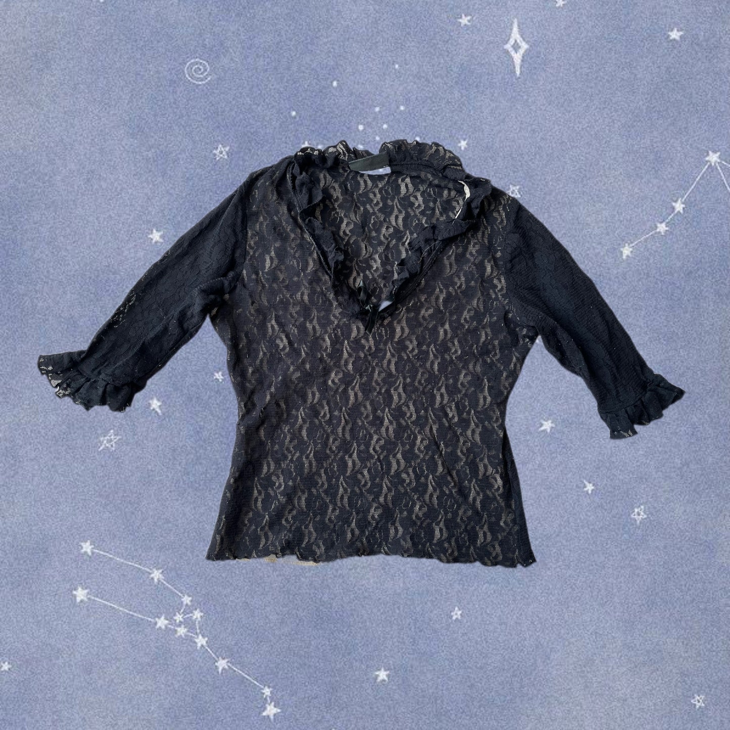 Black Lace Top - UK 8-10