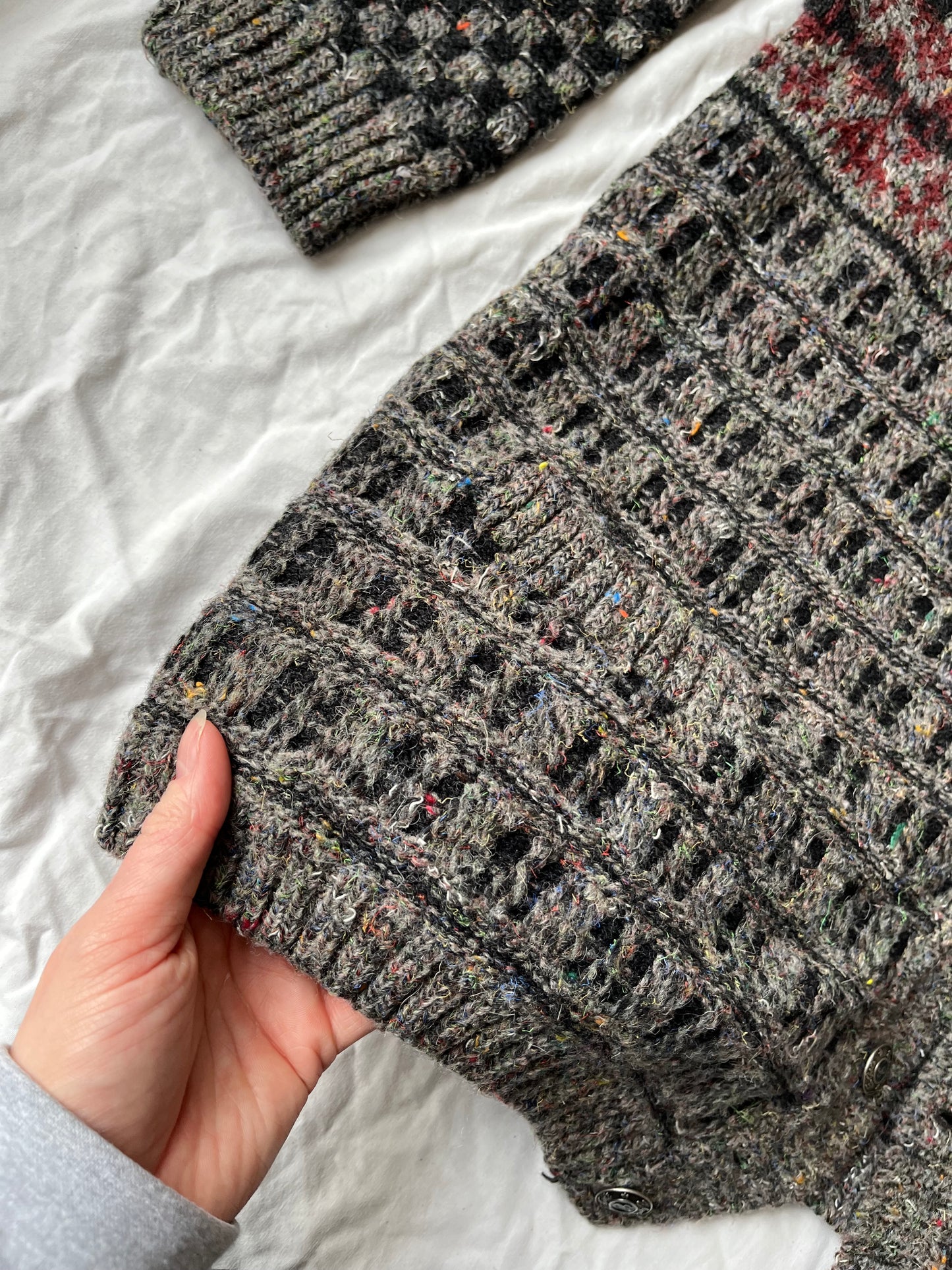 Grey and Red Cardigan XL