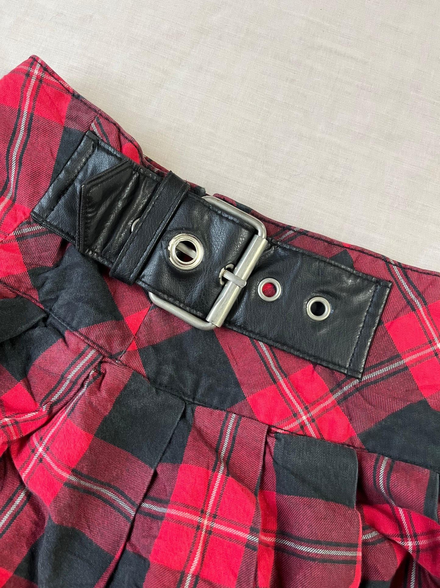 Red Plaid Mini Skirt UK 10-12