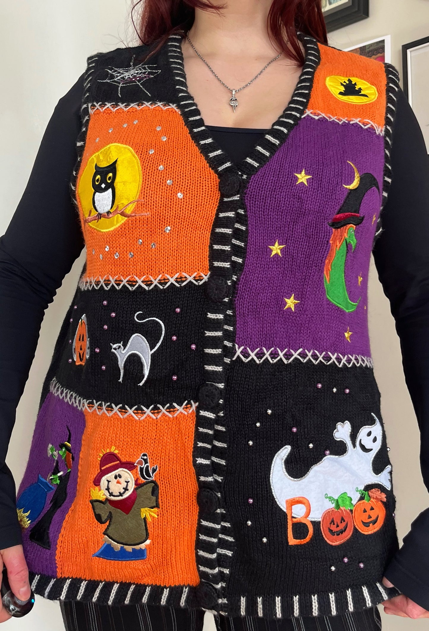 Hex 1990s Halloween Sweater Vest L/XL