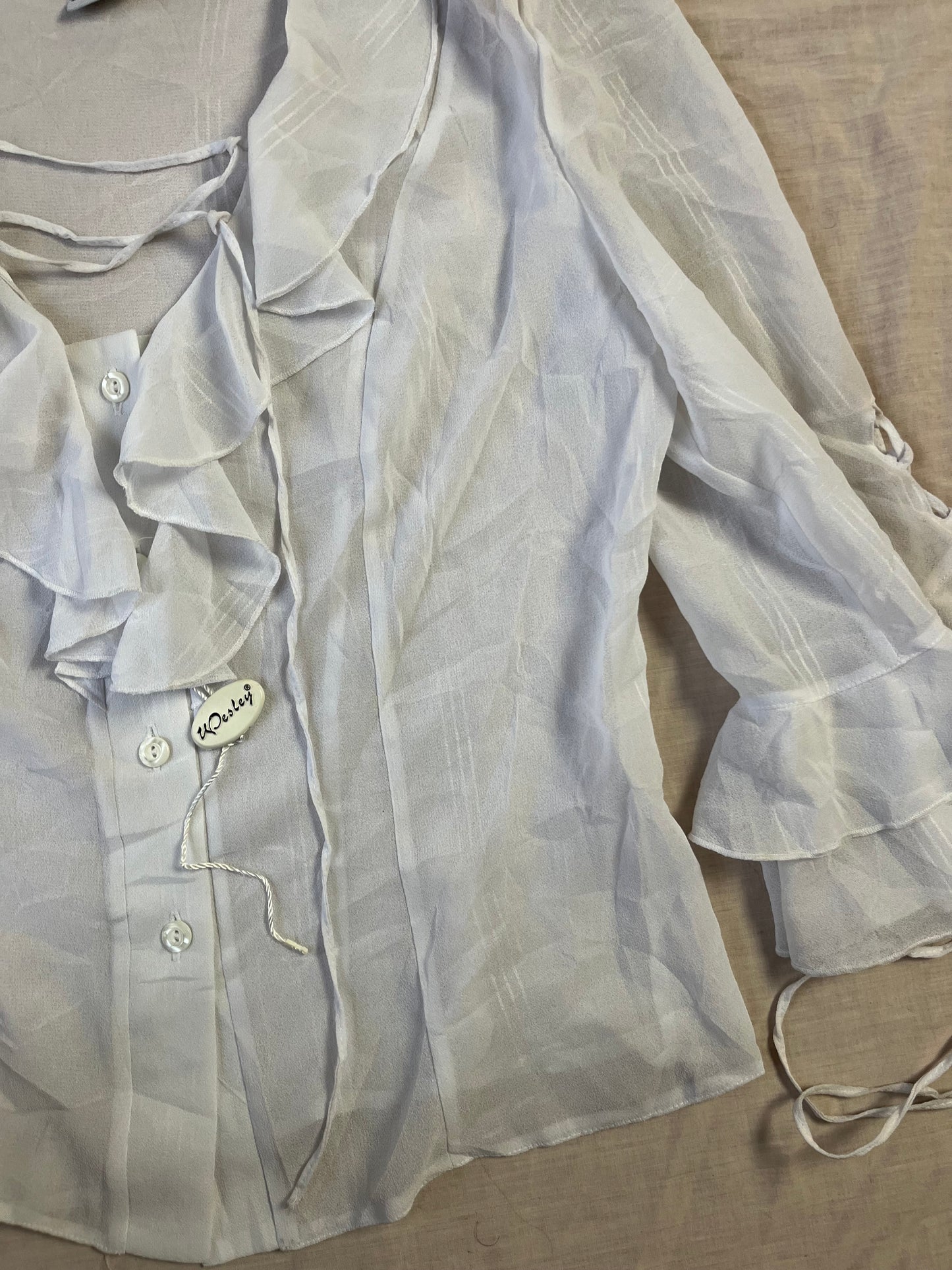 White Mesh Top UK 14