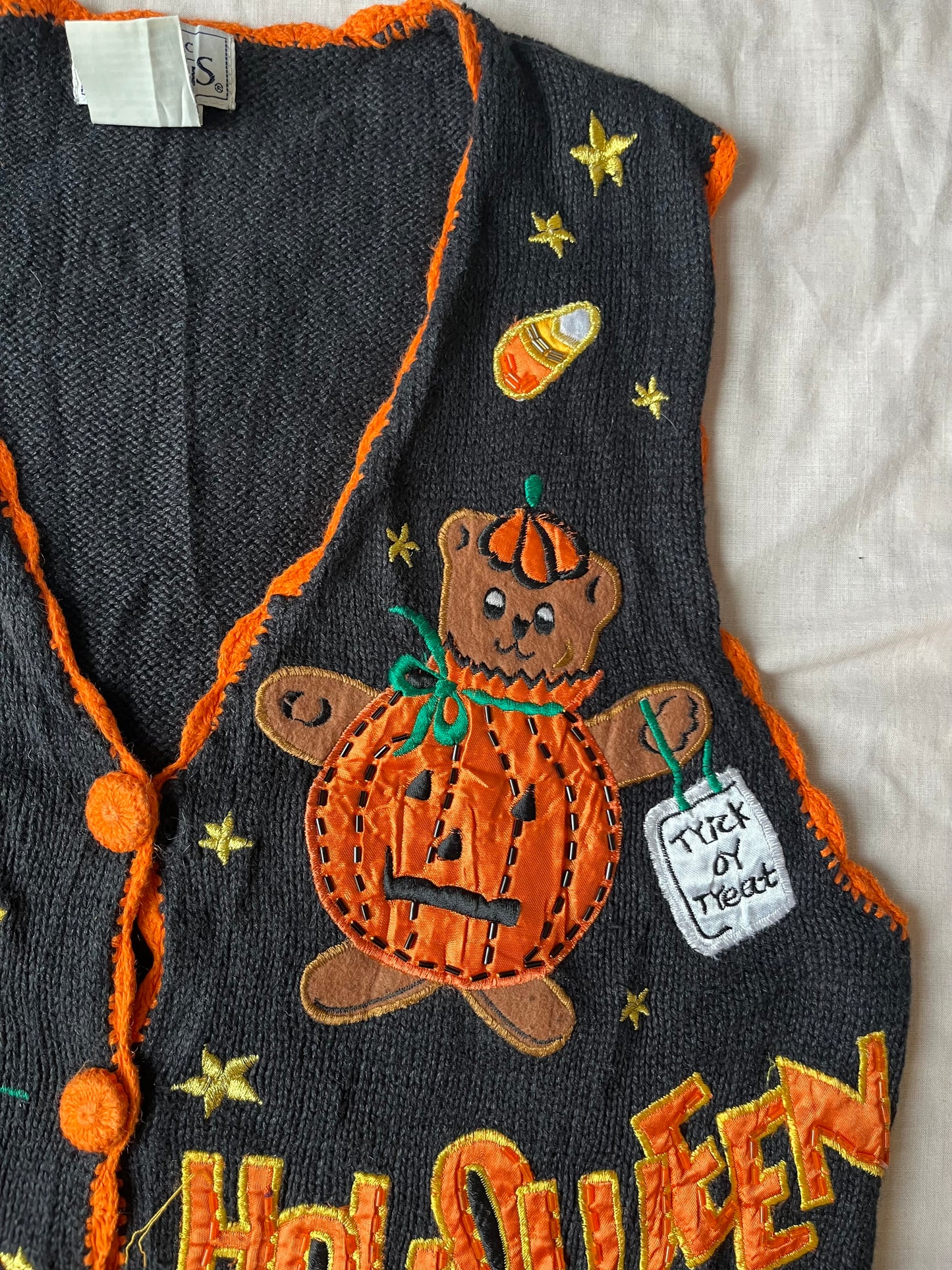 Happy Halloween 1990s Halloween Sweater Vest S