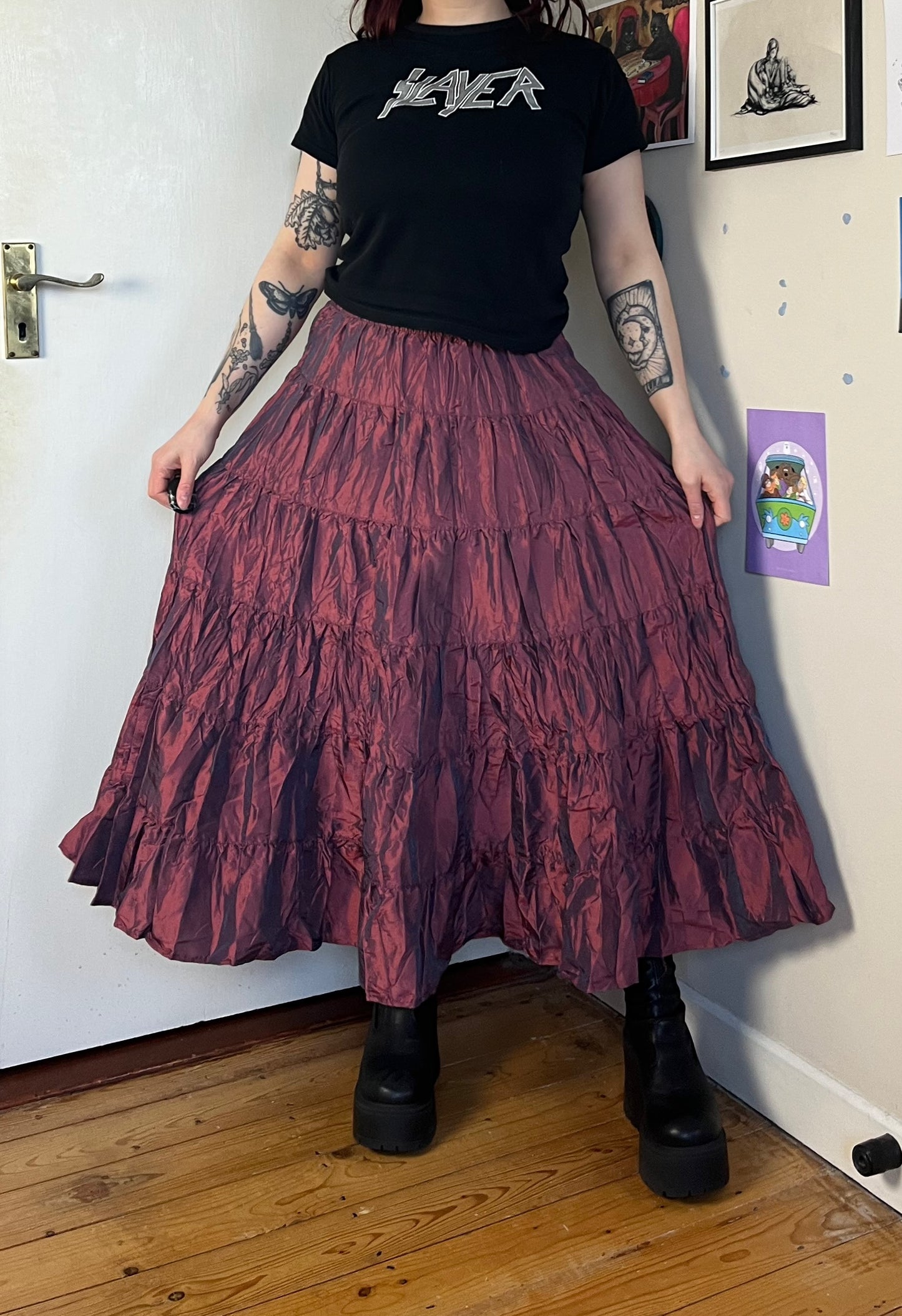 Purple Satin Skirt UK 12-14