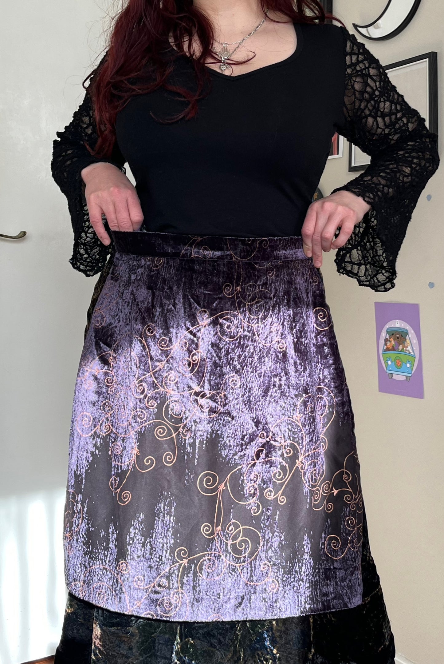 Purple Velvet Mini Skirt UK 8-10