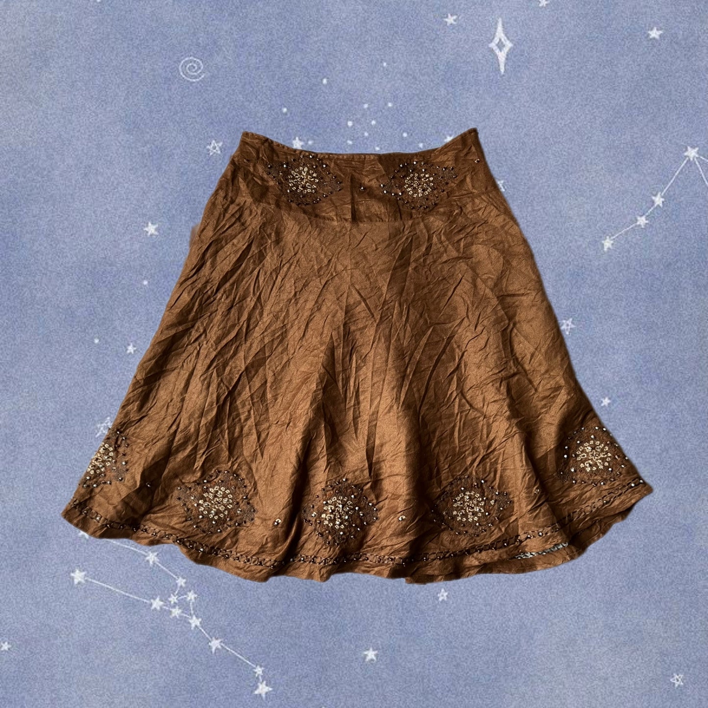 Beaded Brown Skirt - UK 14