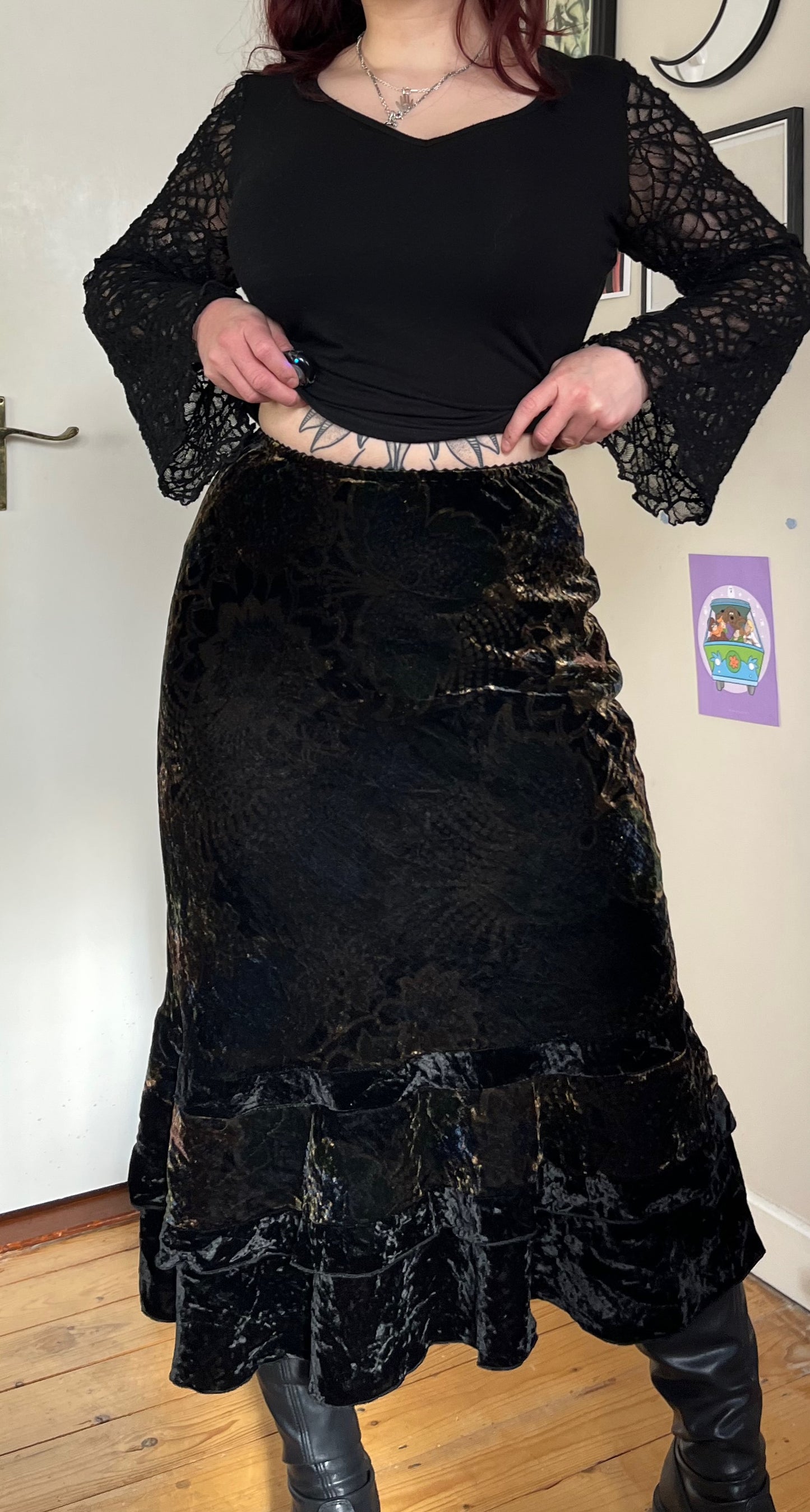 Velvet Floral Skirt UK 6-12