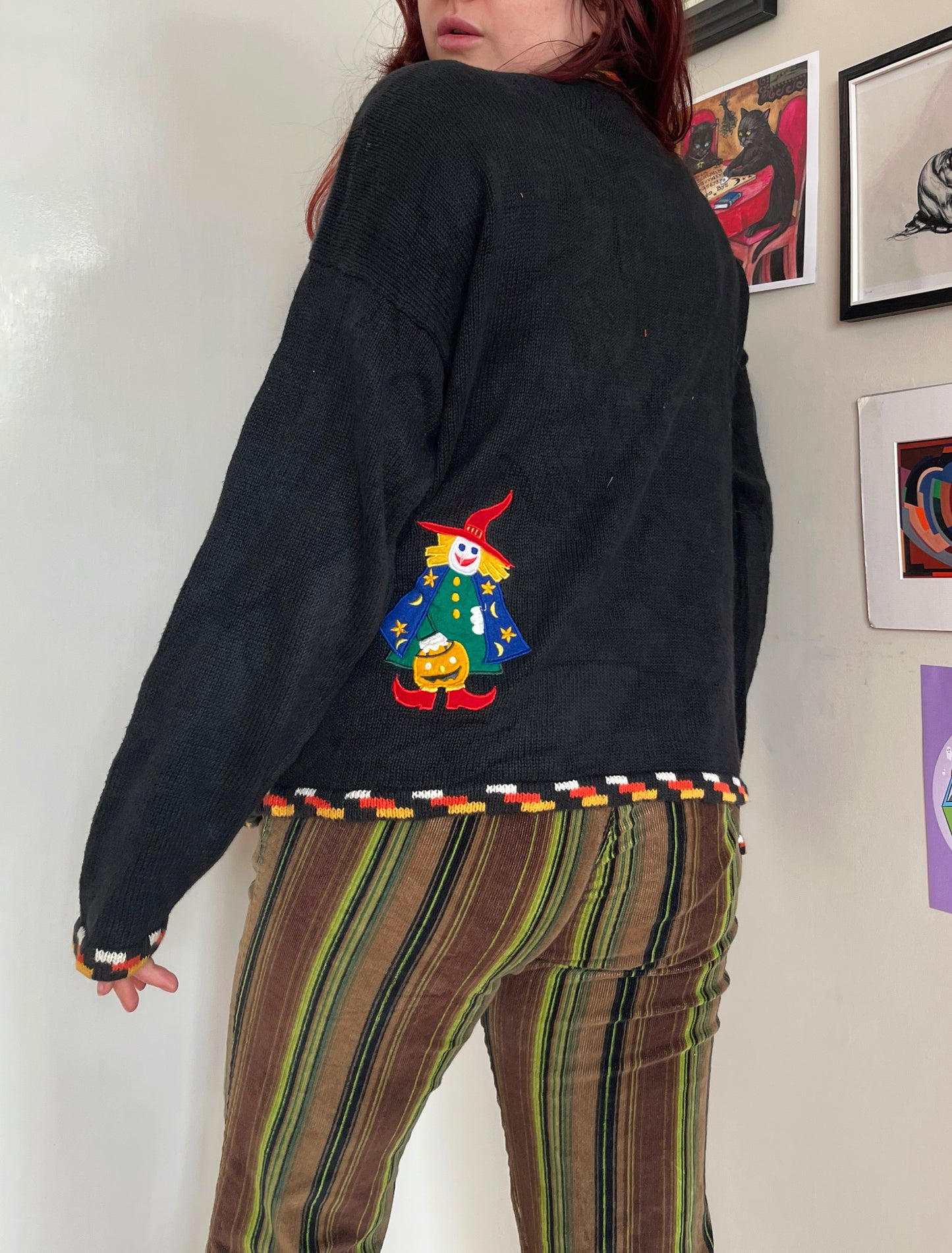 Halloween Hauntings 1990s Halloween Cardigan L