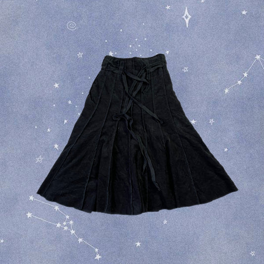 Black Corduroy Maxi Skirt UK 8