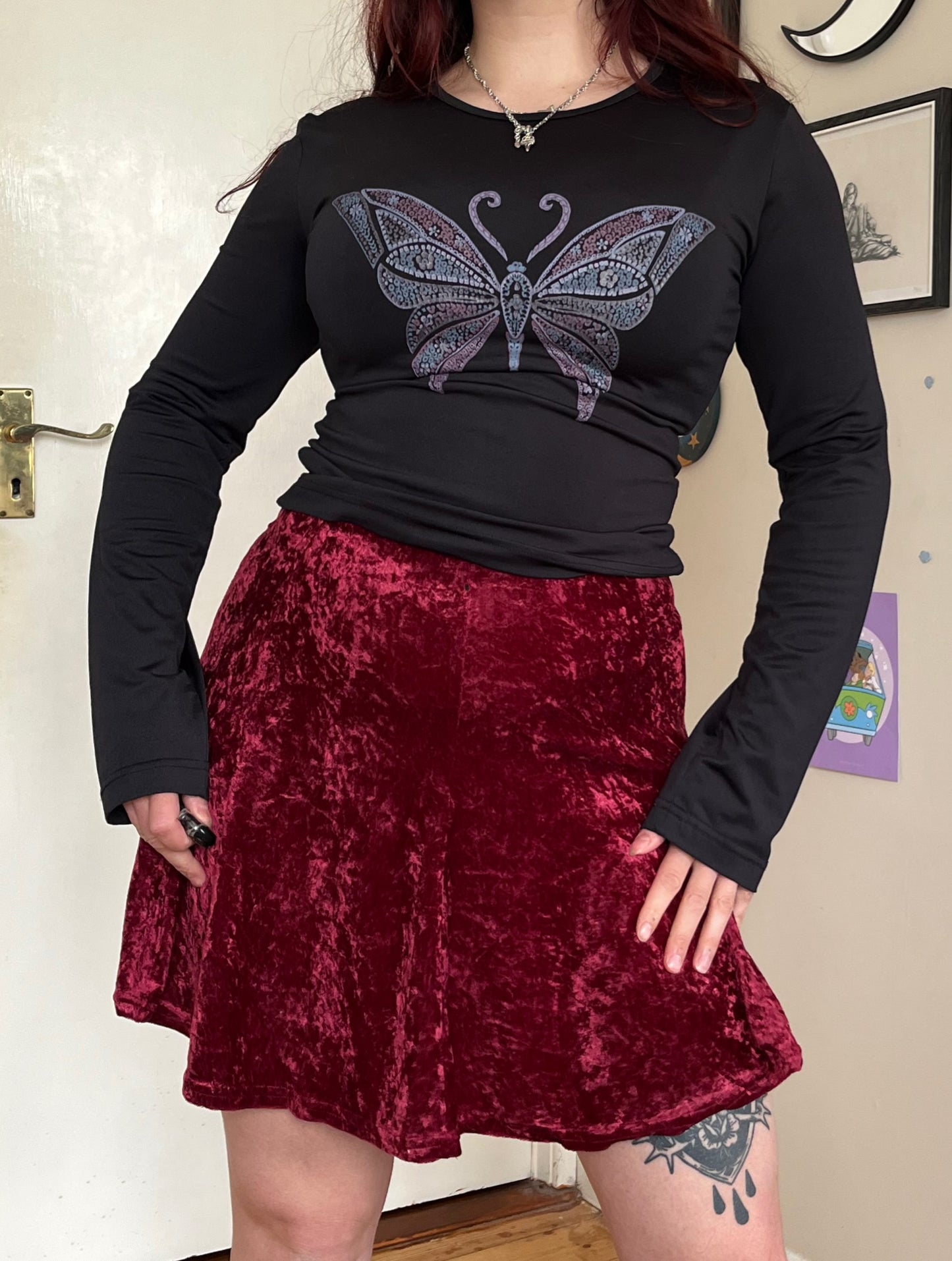 Pink Velvet Skirt UK 6-10