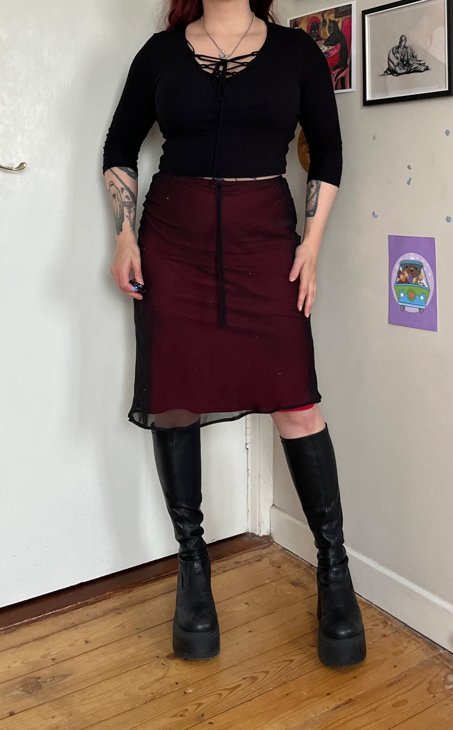 Red New Look Skirt UK 6-10