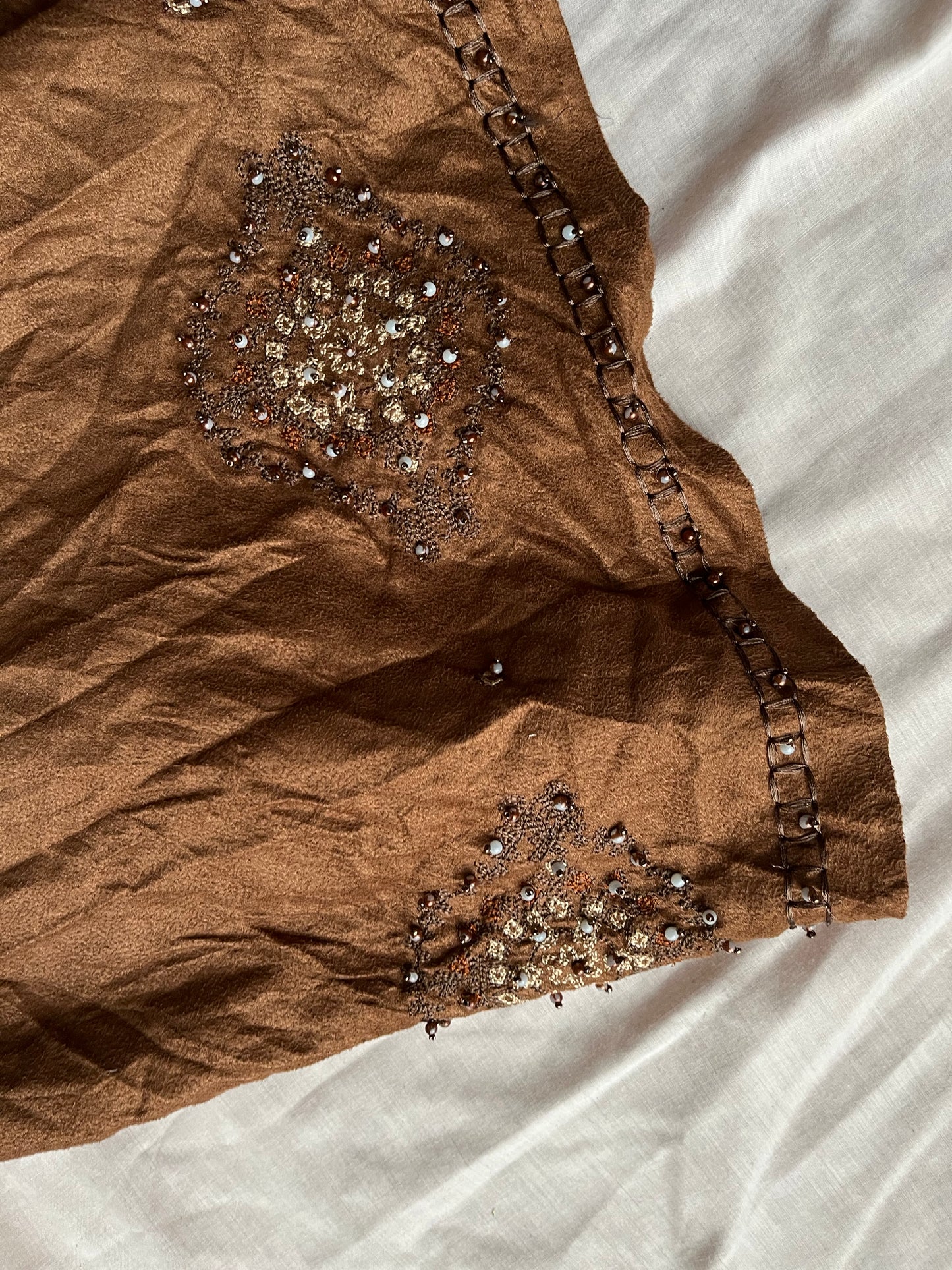 Beaded Brown Skirt - UK 14