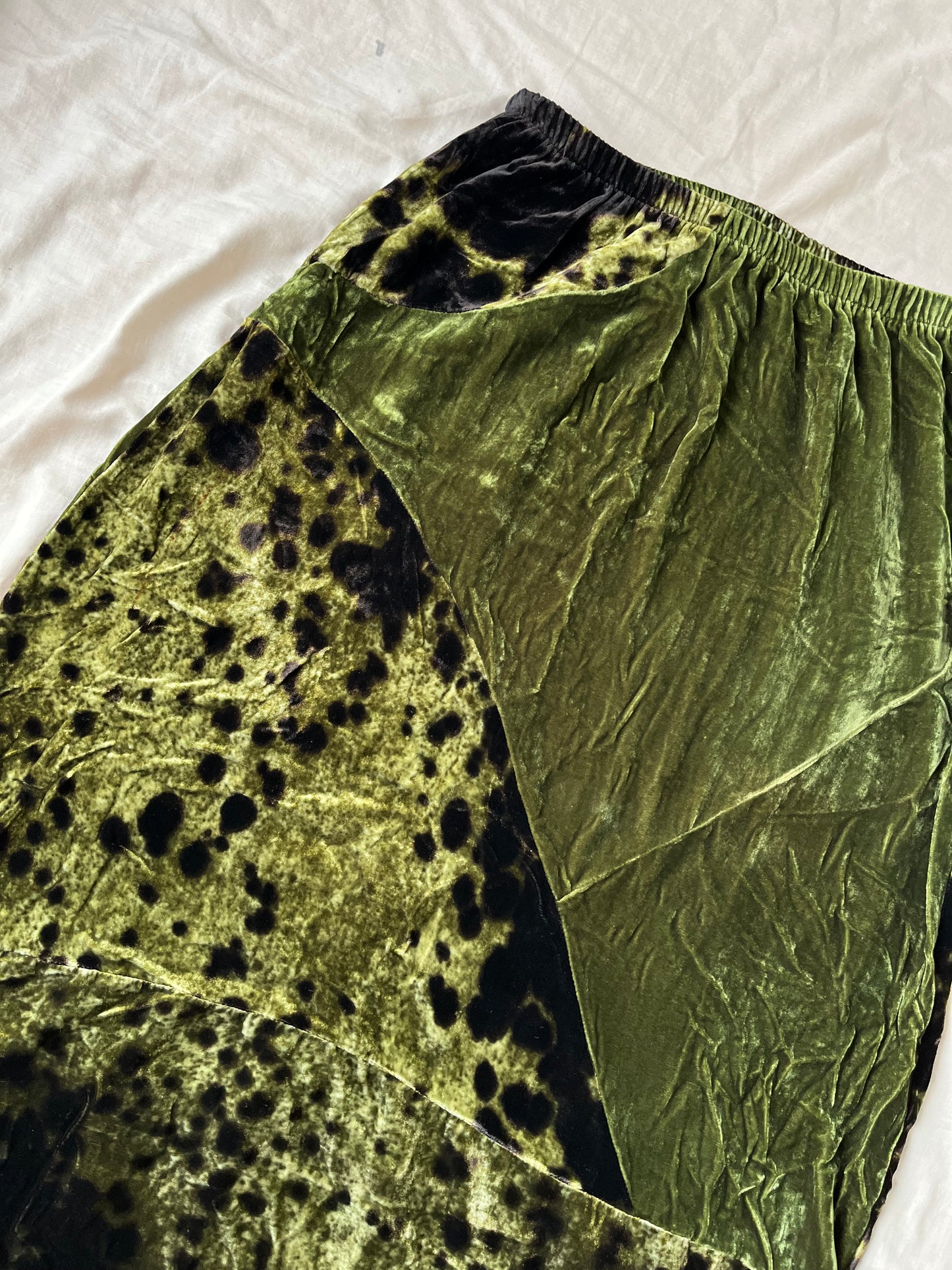 Green Velvet Skirt UK 8-12