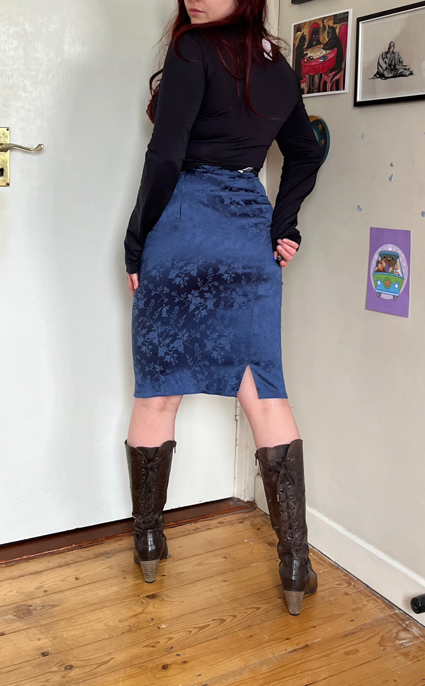 Blue Pencil Skirt UK 8