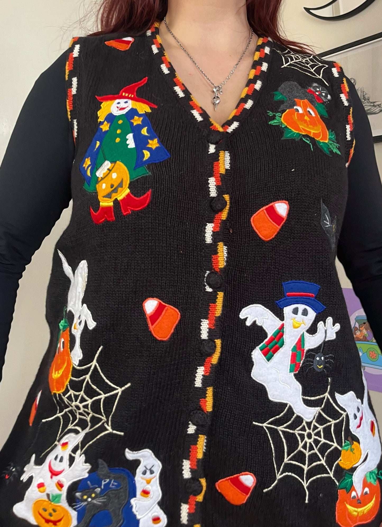 Boneyard 1990s Halloween Sweater Vest L