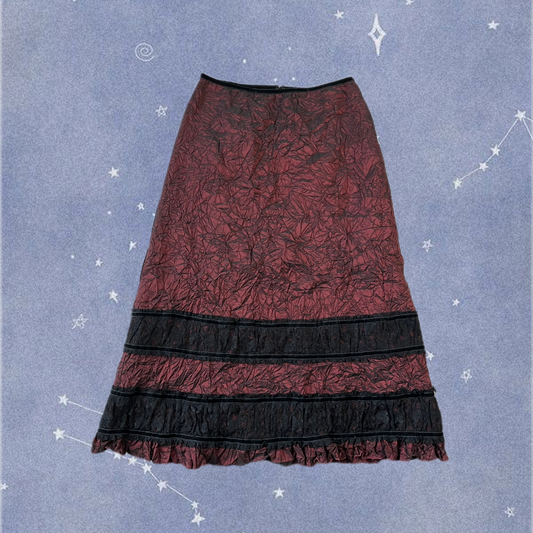 Burgundy Satin Skirt UK 10-14