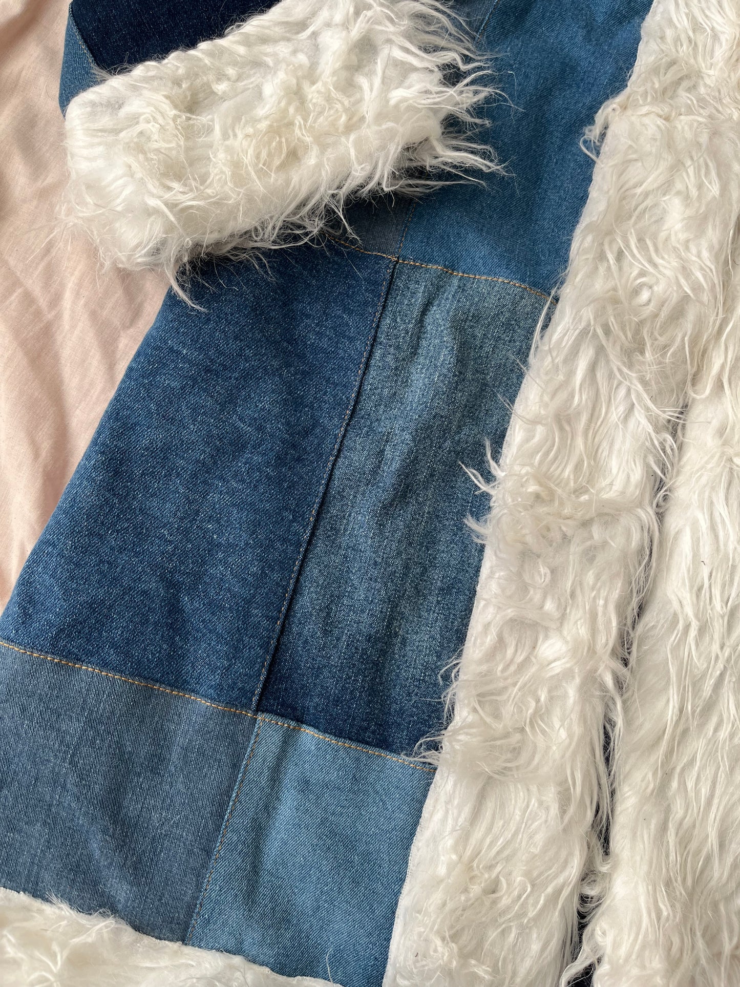 Recycled Denim Afghan Coat - Size M