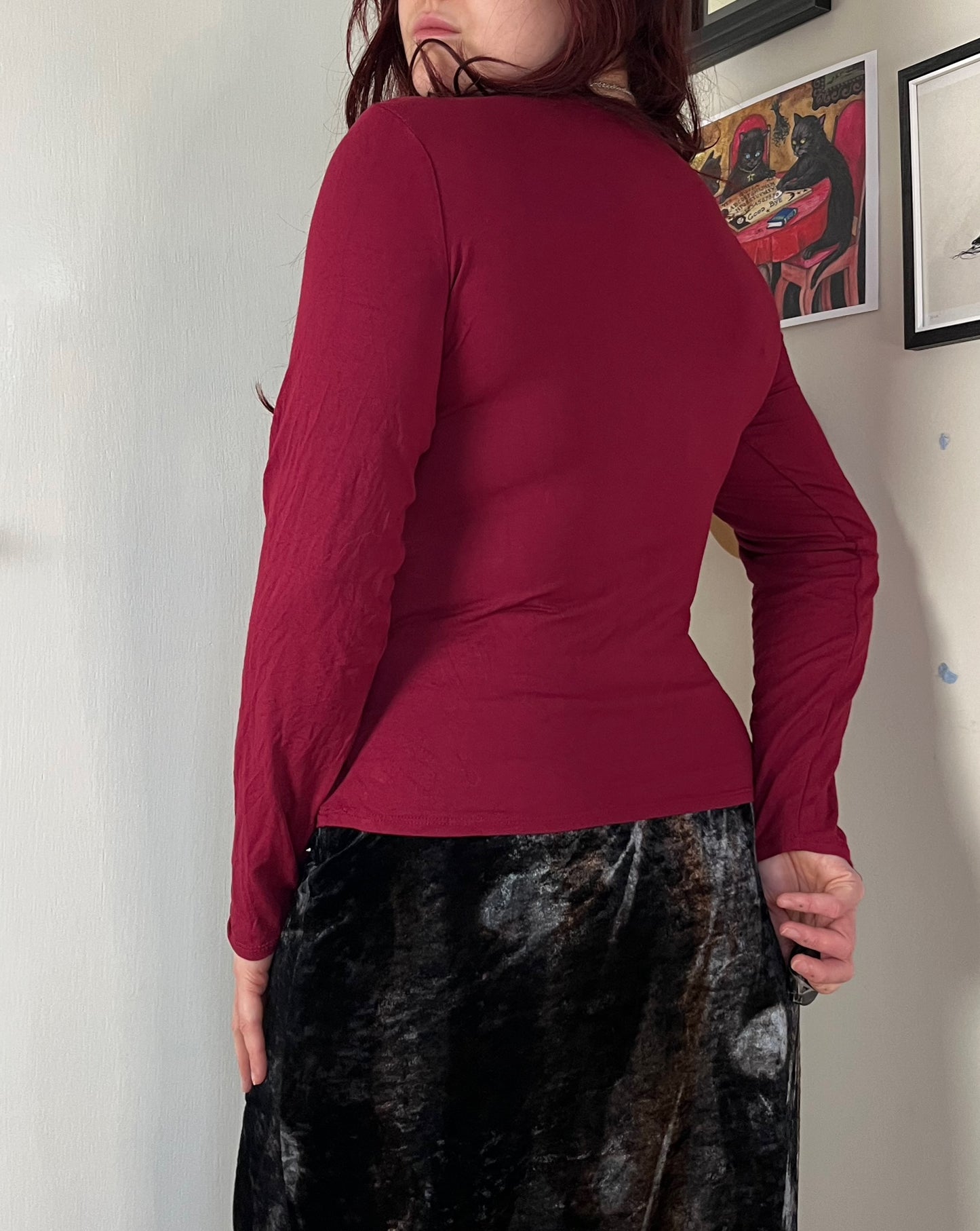 Square Neck Red Top UK 10
