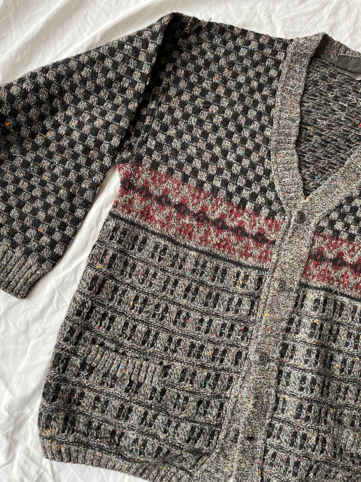 Grey and Red Cardigan XL