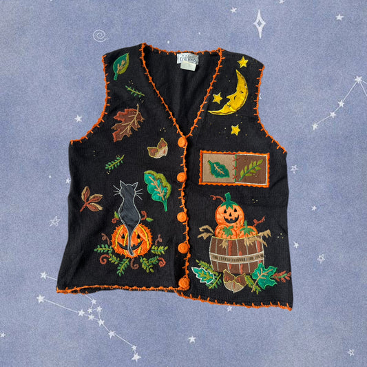 Happy Harvest 1990s Halloween Sweater Vest S (2)