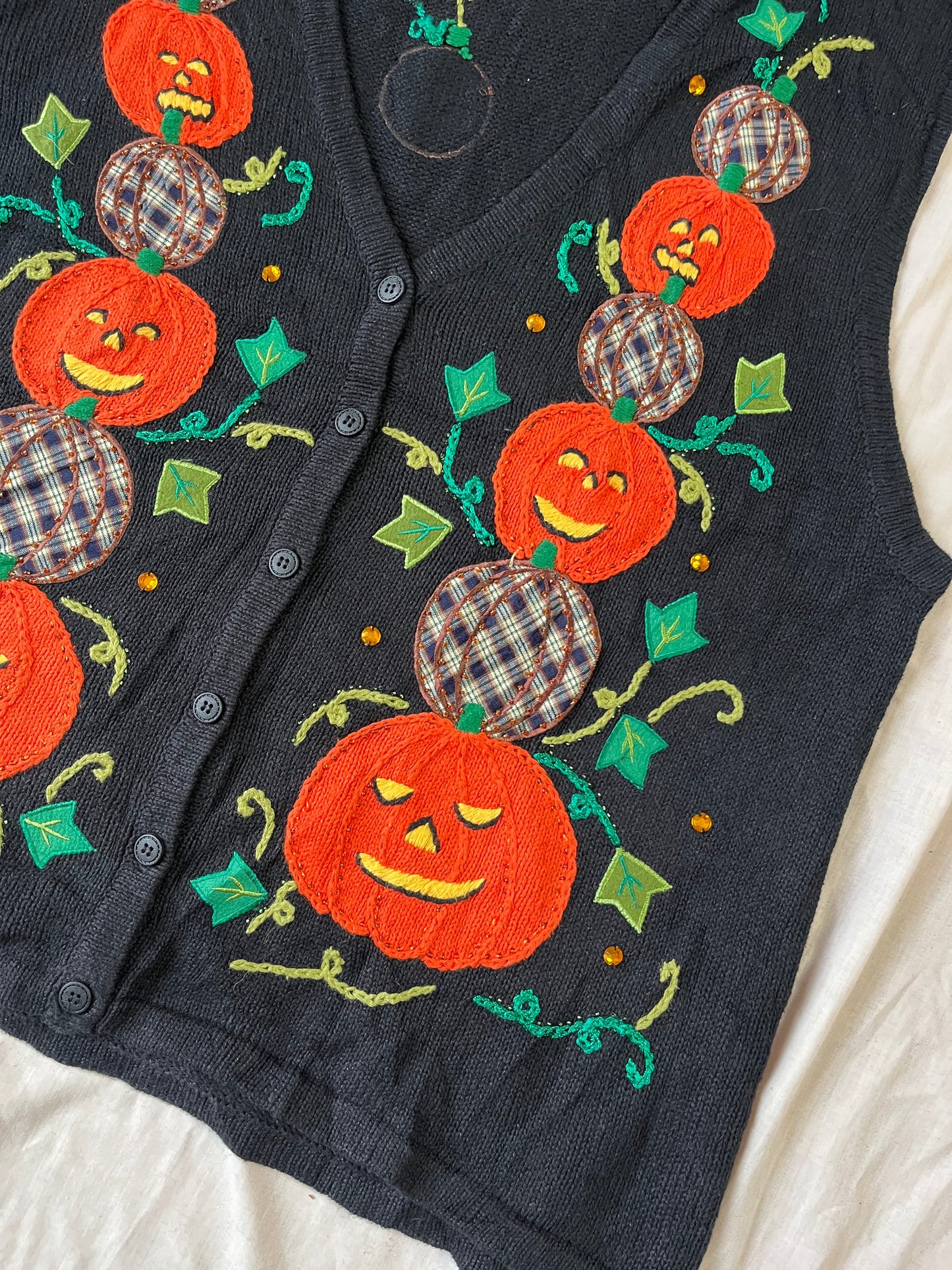 Pumpkin Patch 1990s Halloween Sweater Vest XXL