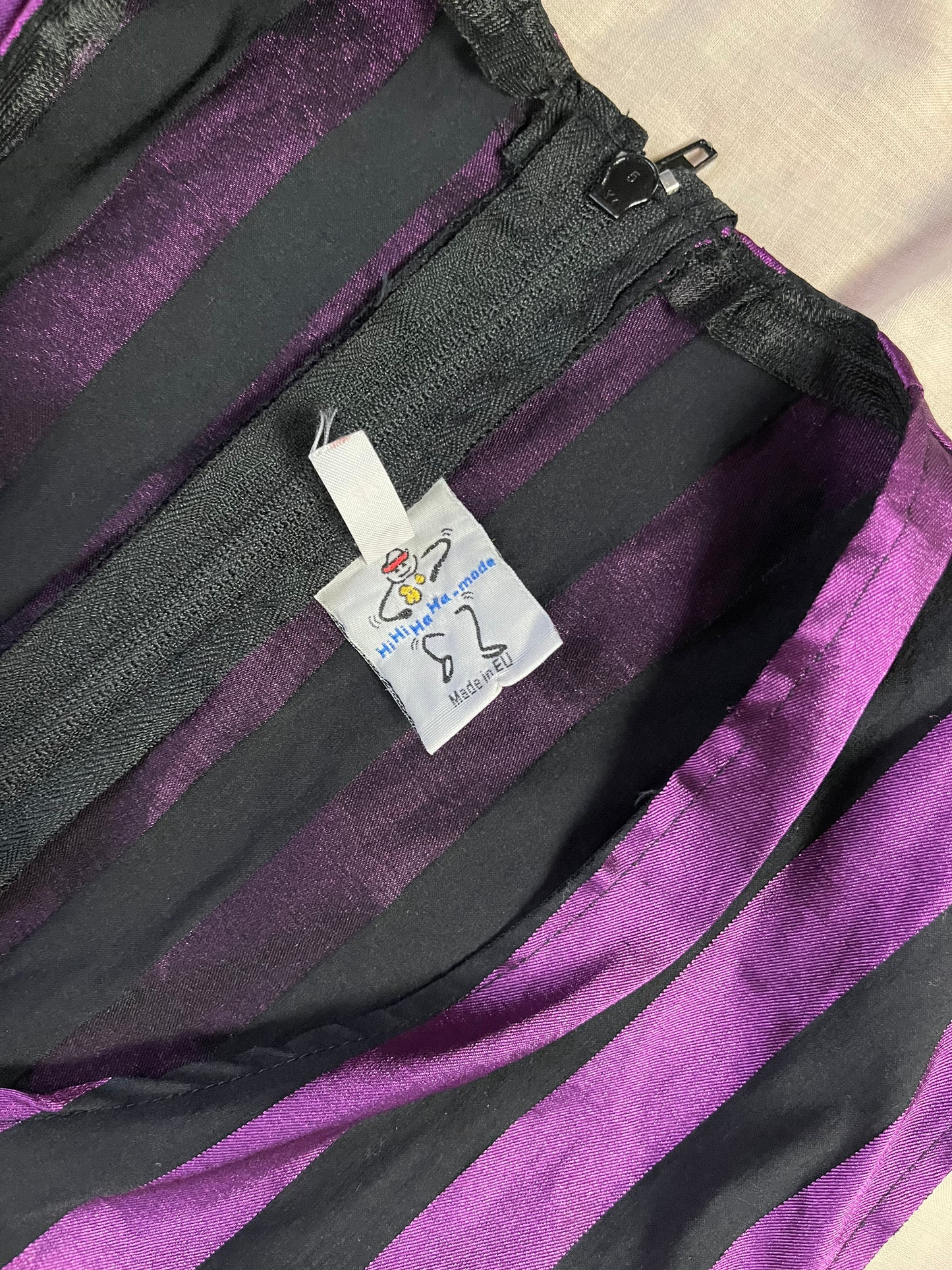 Stripe And Velvet Dress - UK 12