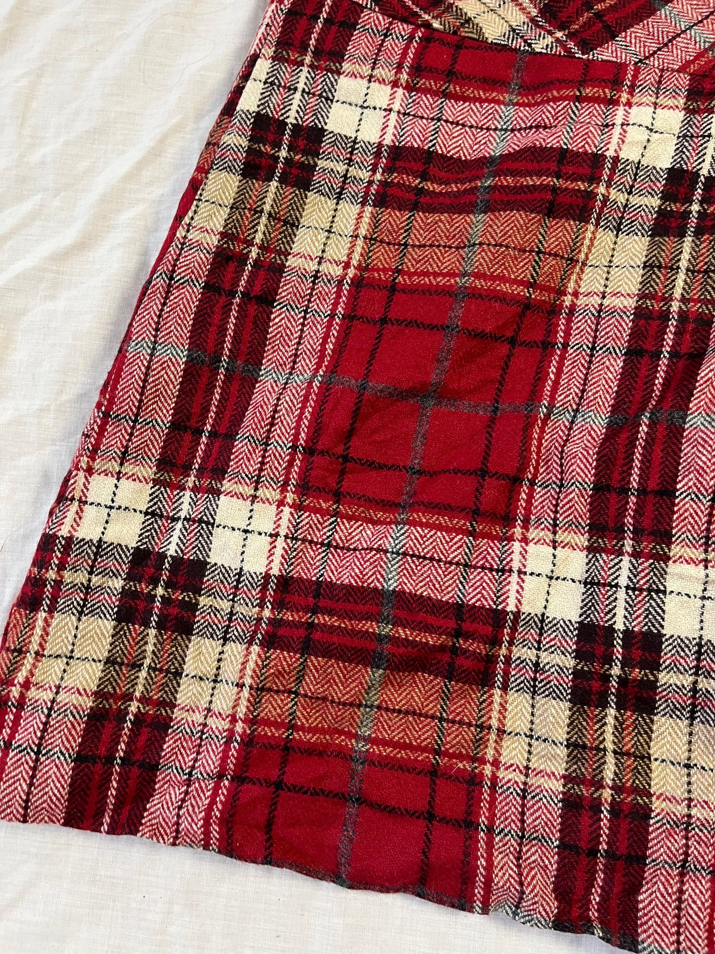 Red Tartan Midi Skirt UK 14