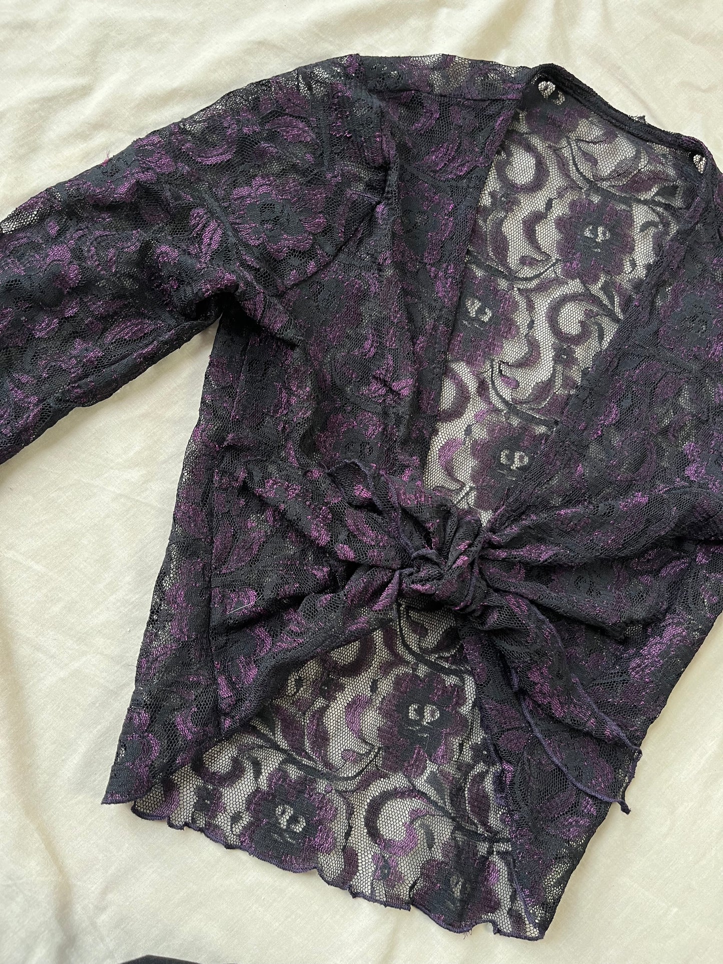 Purple and Black Lace Top UK 8-10
