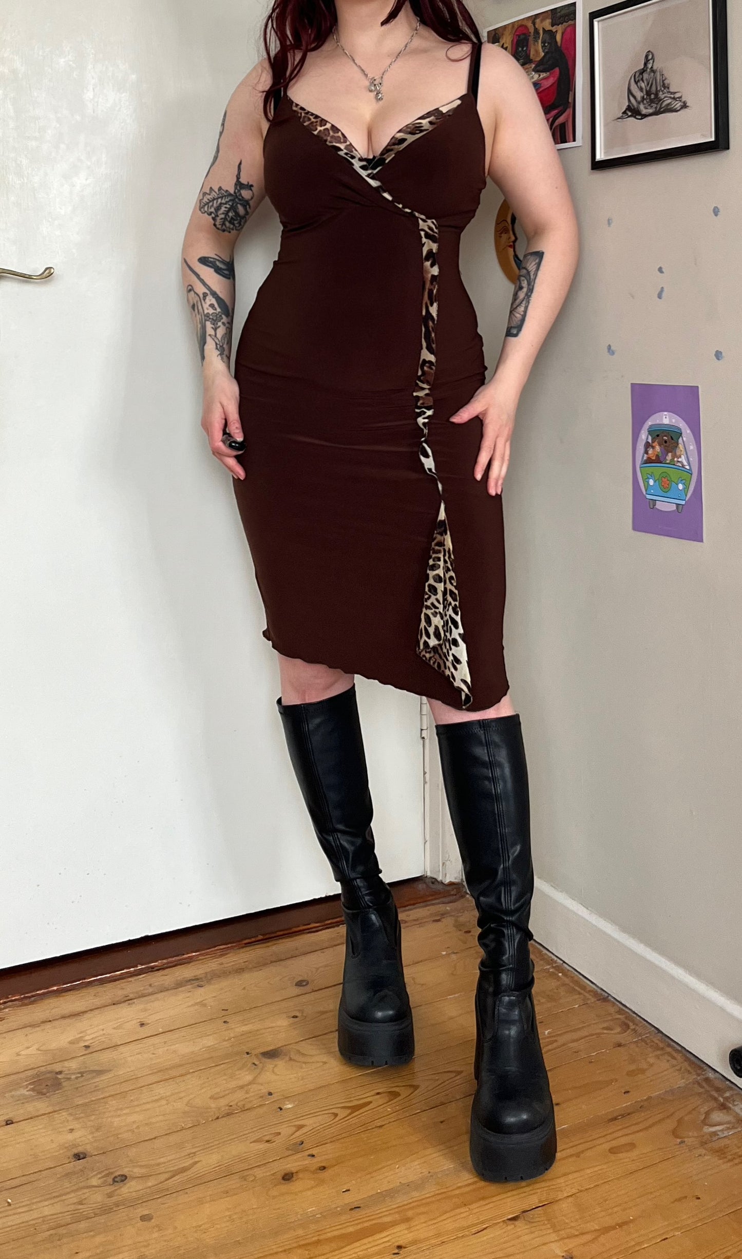 Brown Y2K Dress UK 8