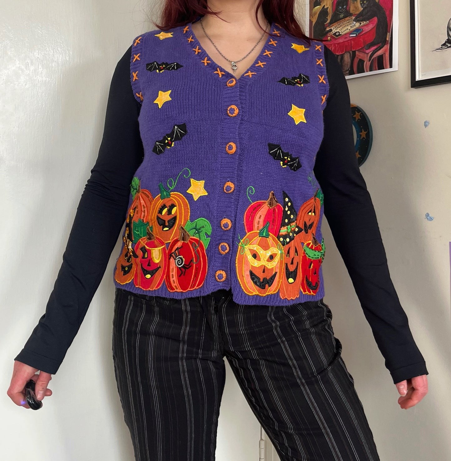 Witchcraft 1990s Halloween Sweater Vest M