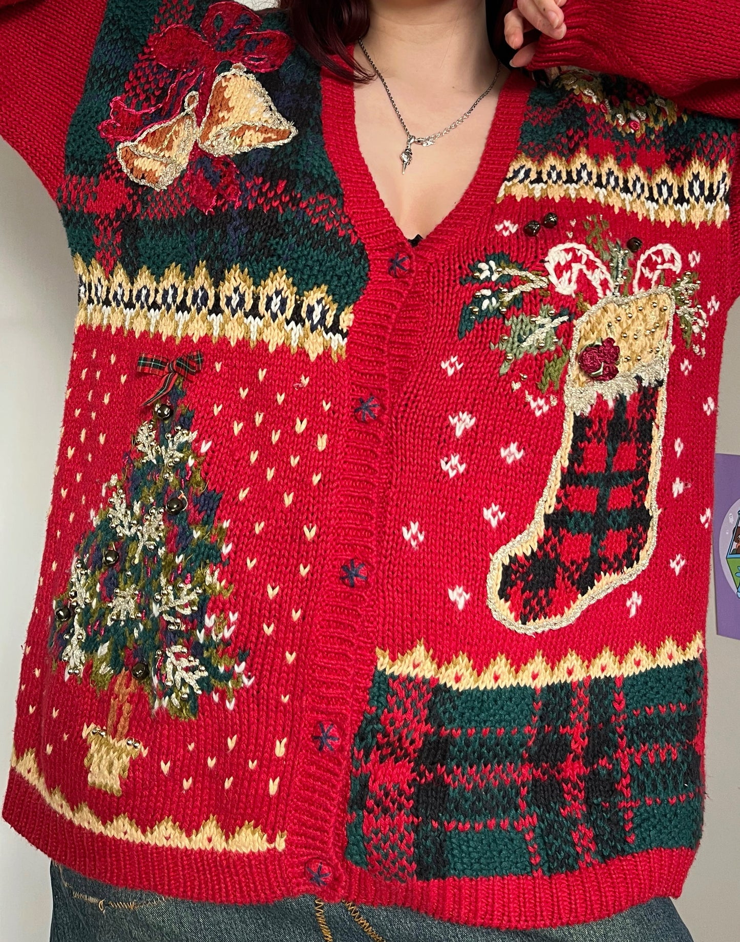 Candy Cane 1990s Cardigan UK 4-18/L