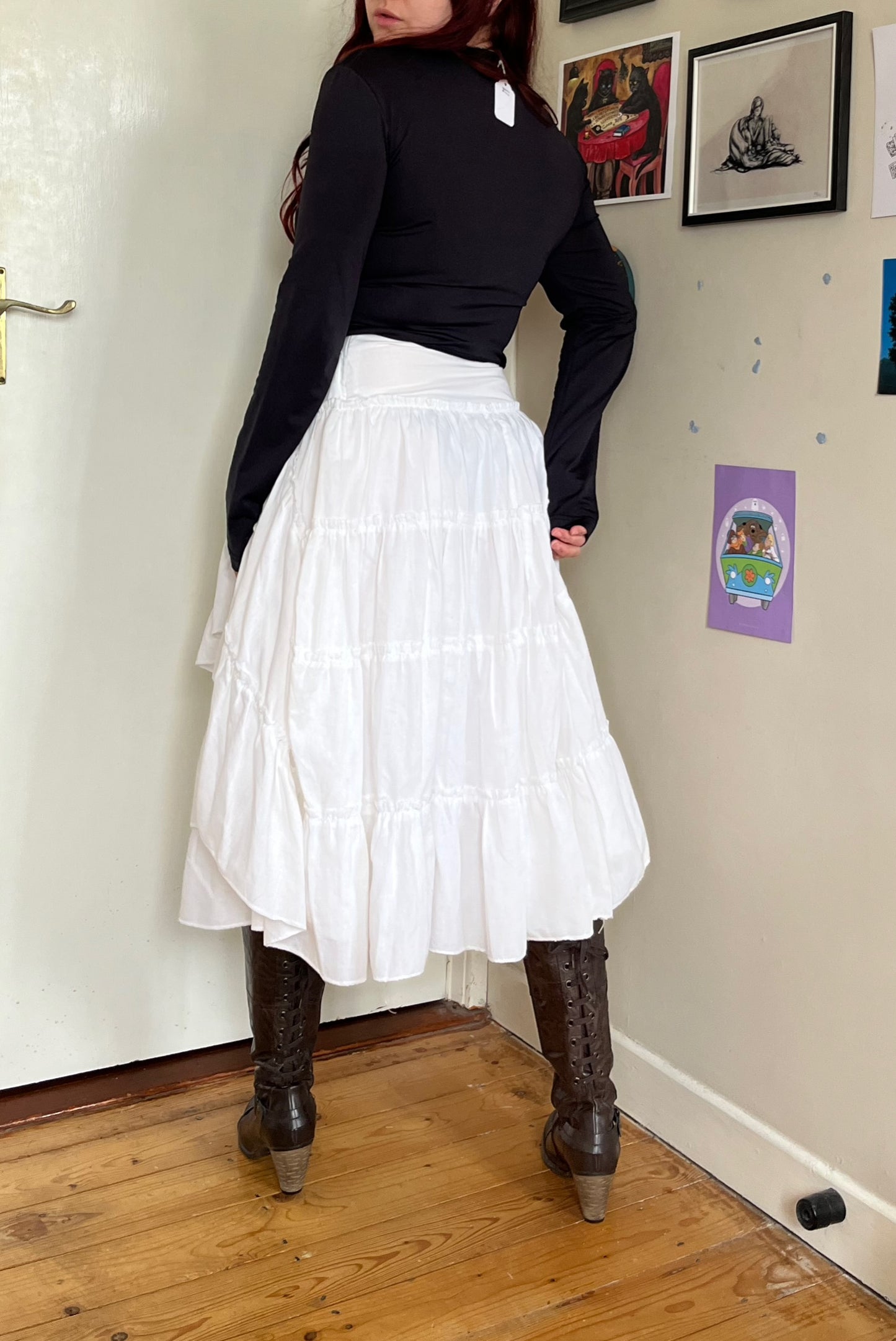 Tiered White Skirt UK 10